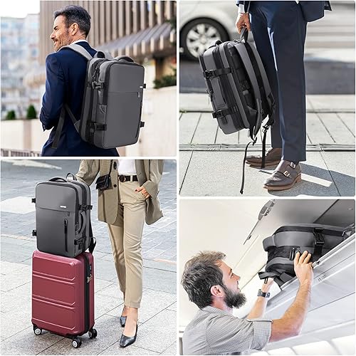 Miniatura 7 de HOMIEE Mochila de mano extra grande, bolsa de viaje expandible, maleta de mano antirrobo, mochila de negocios resistente al agua, ligera, bolsa de