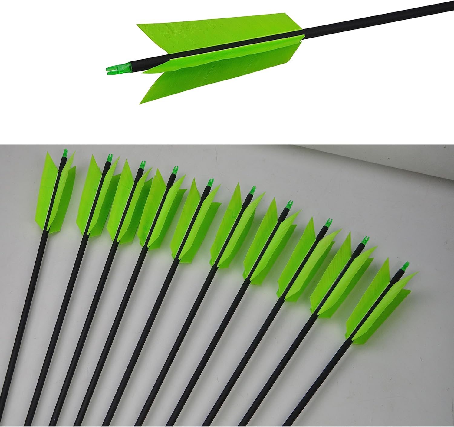 ZSHJGJR 30 Inch Archery Hunting Arrows Carbon Flu Flu Arrows Spine 500 Target Practice Arrows with 4pcs Turkey Feather Replaceable Arrowhead for Outdoor Hunting Shooting 6/12pcs