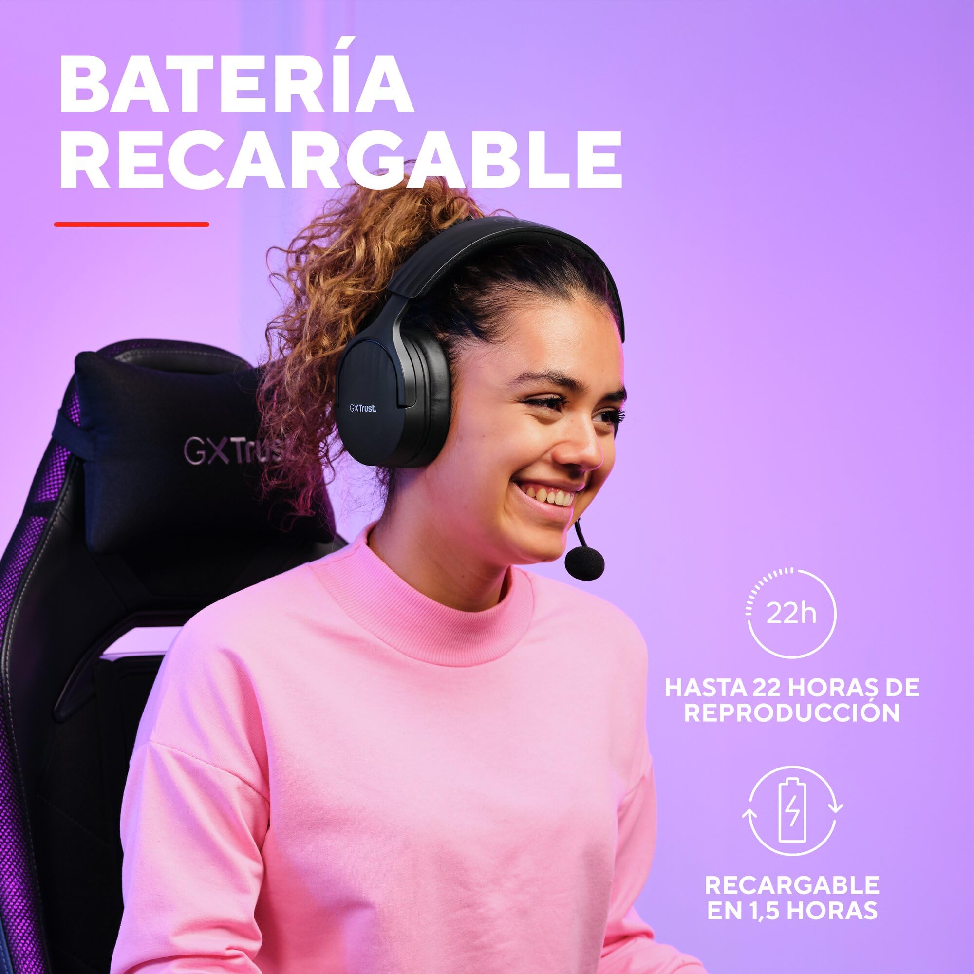GXTrust 491 Fayzo Cascos Gaming Inalámbricos Bluetooth + 2.4 GHz, 7.1 Sonido Envolvente, Batería de 22 Horas, Auriculares Inalámbricos RGB Over-Ear PC PS5 PS4 Switch - Negro