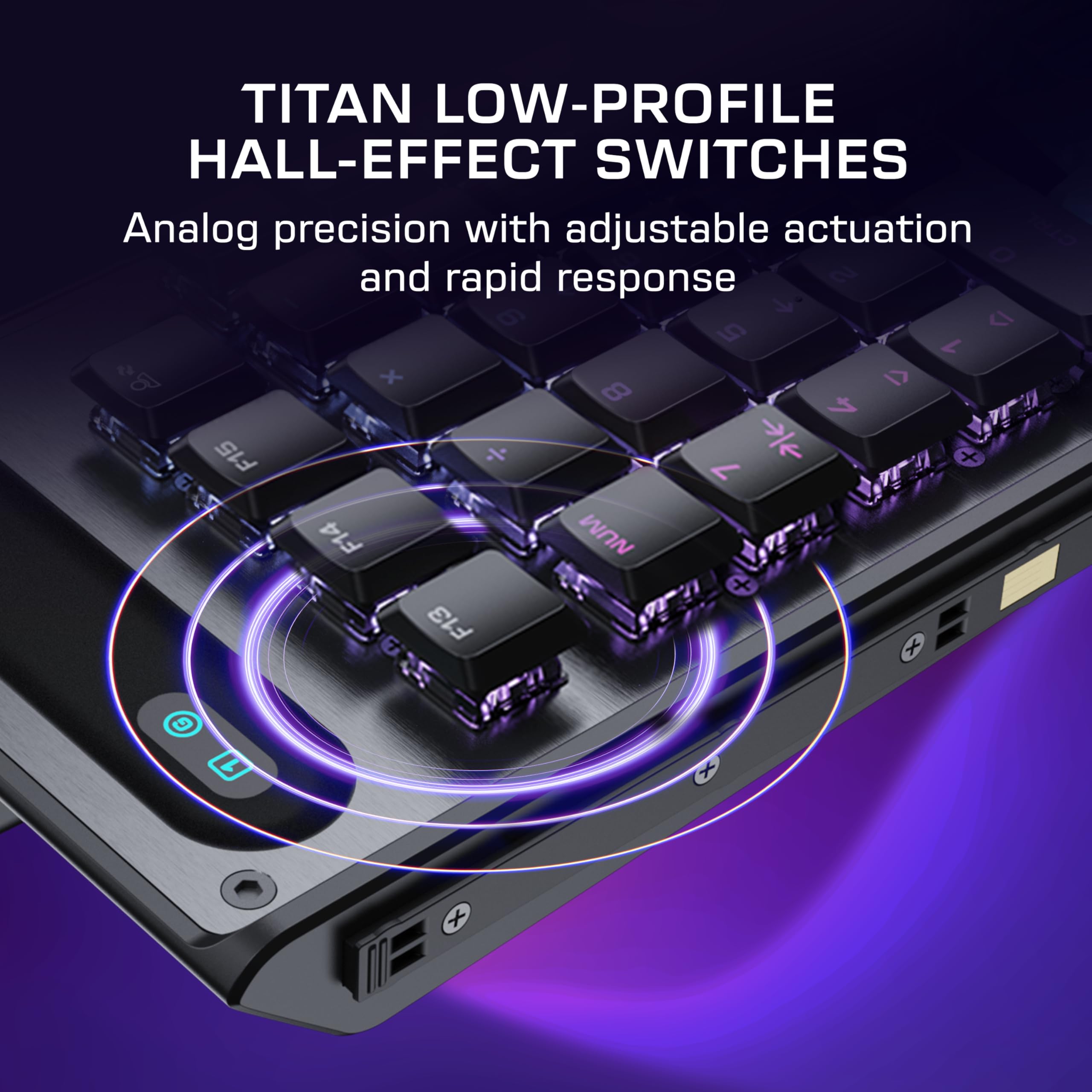 Turtle Beach Command Series KP7 klawiatura gamingowa – kompaktowa konstrukcja, szybki wyzwalacz, przełącznik efektów Halla, programowalne kółko przewijania, szybkość pobierania 8K, nasadki klawiszy