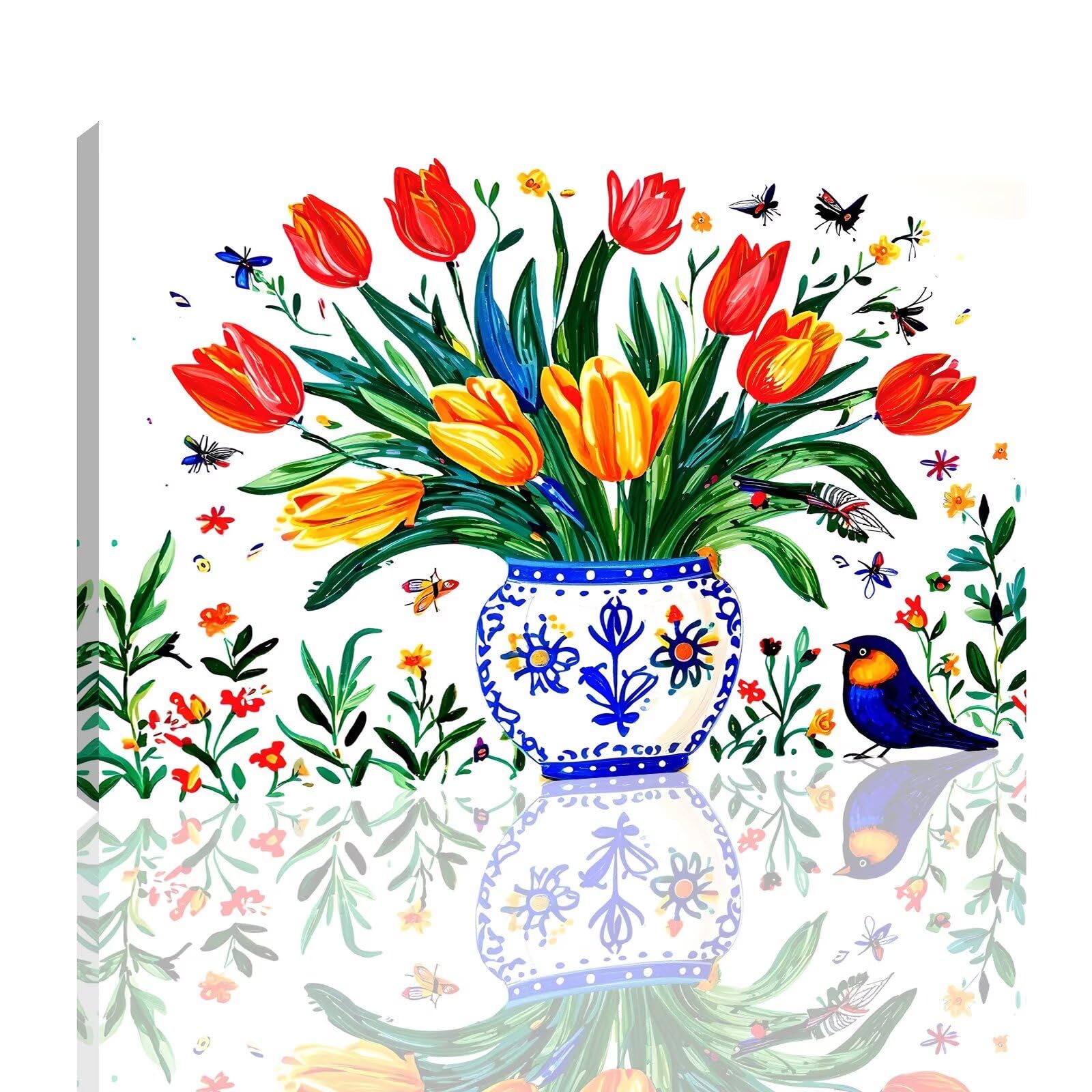 Malowanie po numerach, kwiaty dla dorosłych, tulipany, malowanie po numerach, dla dzieci, DIY, ręcznie malowany obraz olejny, rękodzieło, 61 x 81 cm, bez zagnieceń, zestawy płócienne do dekoracji