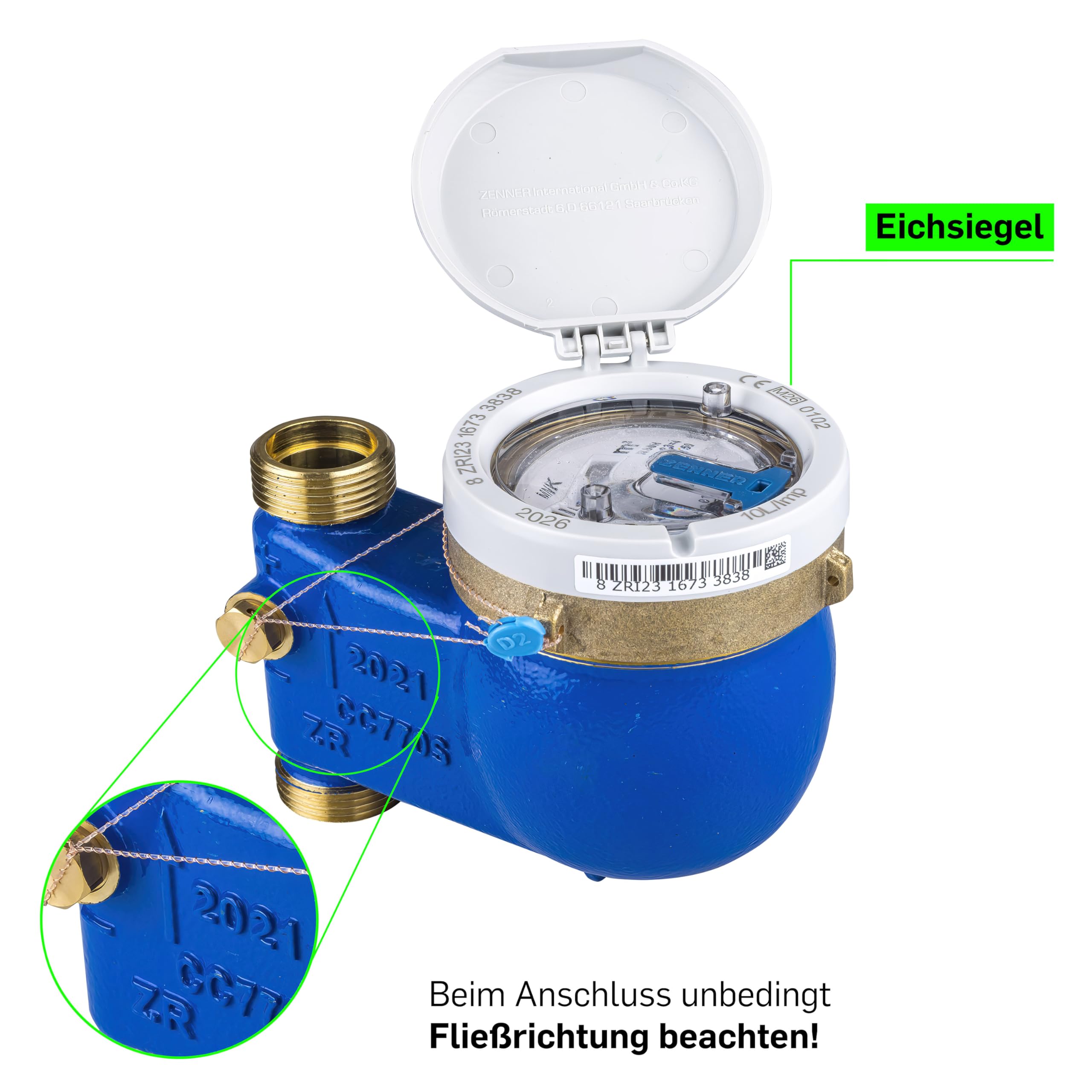 Zenner International MNK-N-ST QN 2,5 - Contatore dell'acqua domestico, verticale