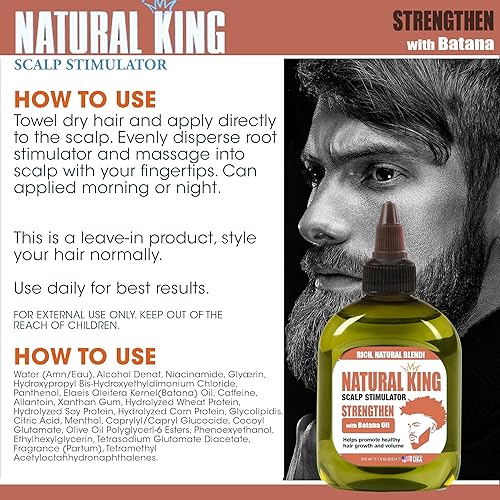 Miniatura 7 de Natural King Strengthen con aceite de batana estimulador de cuero cabelludo de 7.1 onzas, tratamiento para el crecimiento y grosor del cabello,