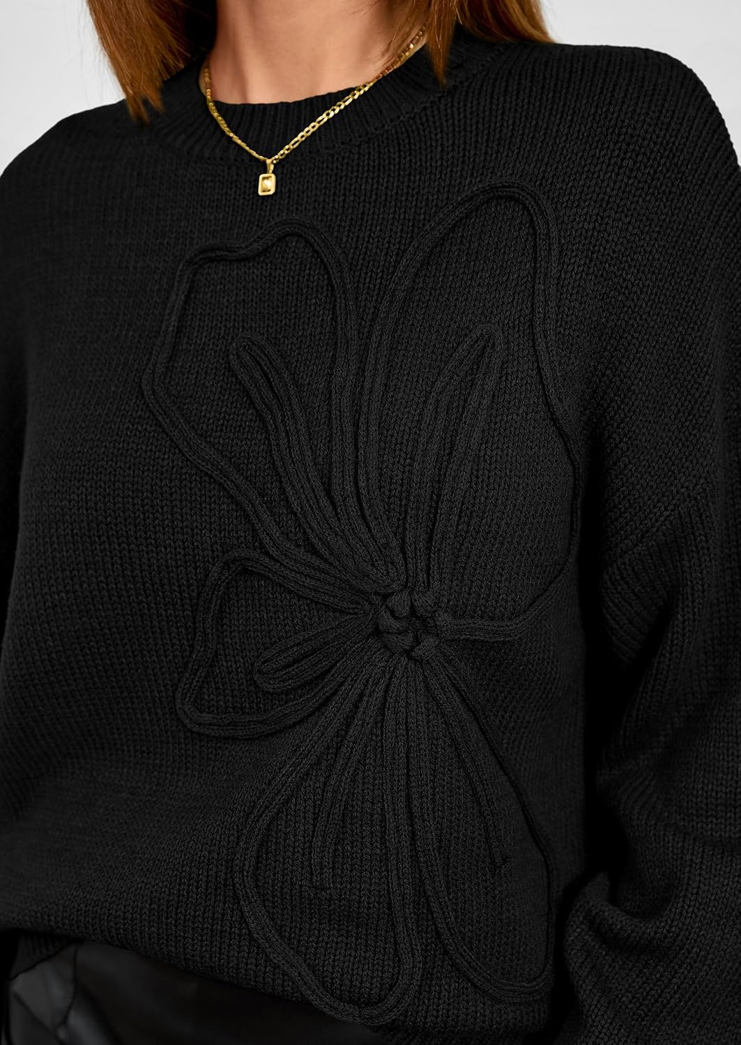 PRETTYGARDEN Womens Sweaters 2026 Fall Fashion Long Sleeve Crewneck Floral Knit Pullover Sweater Tops Winter Clothes - Image 5