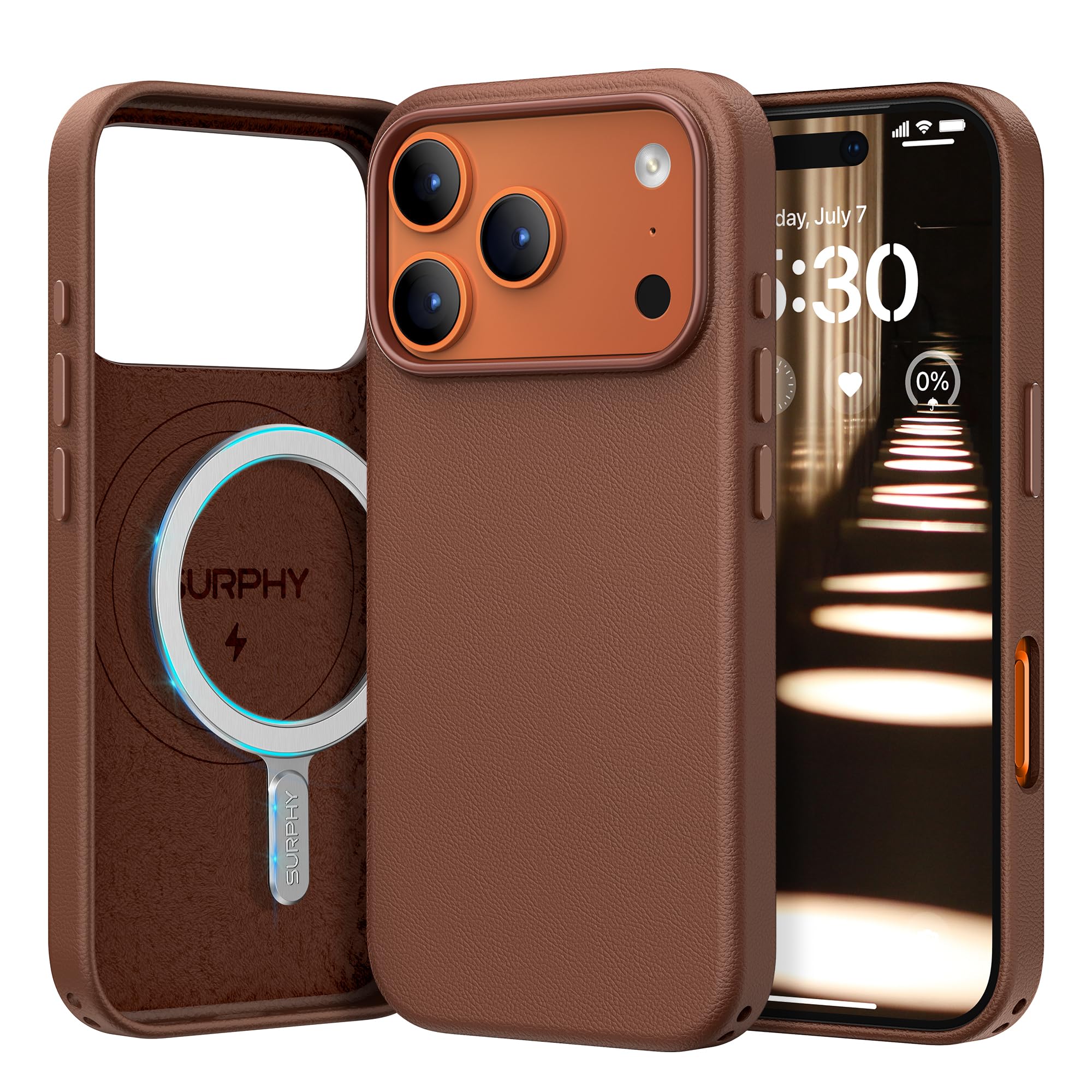 Amazon.co.jp: SURPHY iPhone 17 Pro 用ケース レザー MagSafe対応