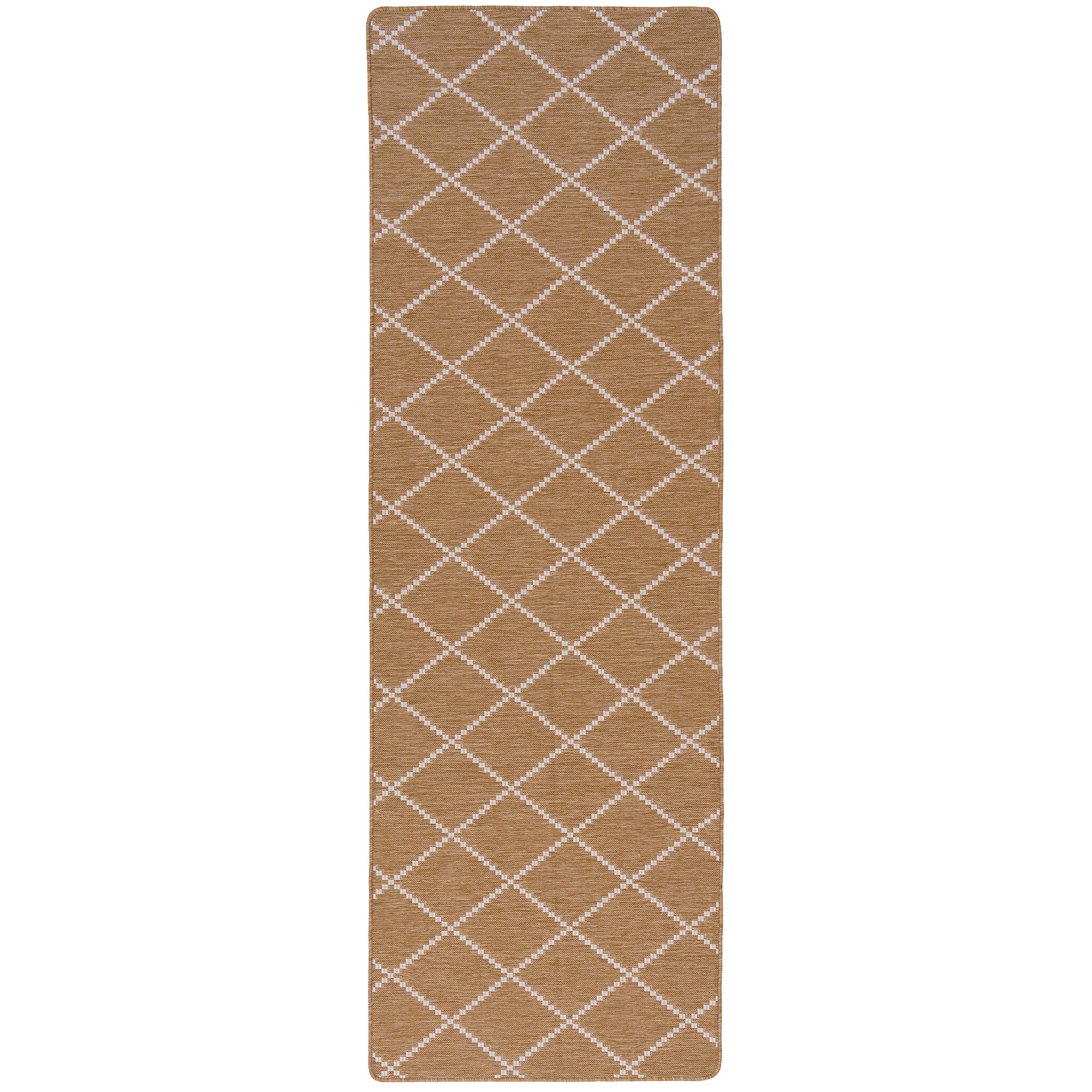 Snapstyle Tapis Couloir Intérieur & Extérieur Newport Beige – Tapis Réversible à Motif Losanges Moderne pour Couloir, Balcon et Terrasse