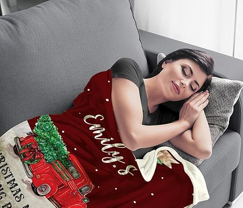 Miniatura 6 de Camión rojo con árbol de Navidad  Manta de película de Navidad con mensaje inspirador  Manta curativa para mujer  Manta acogedora de 60 x 80