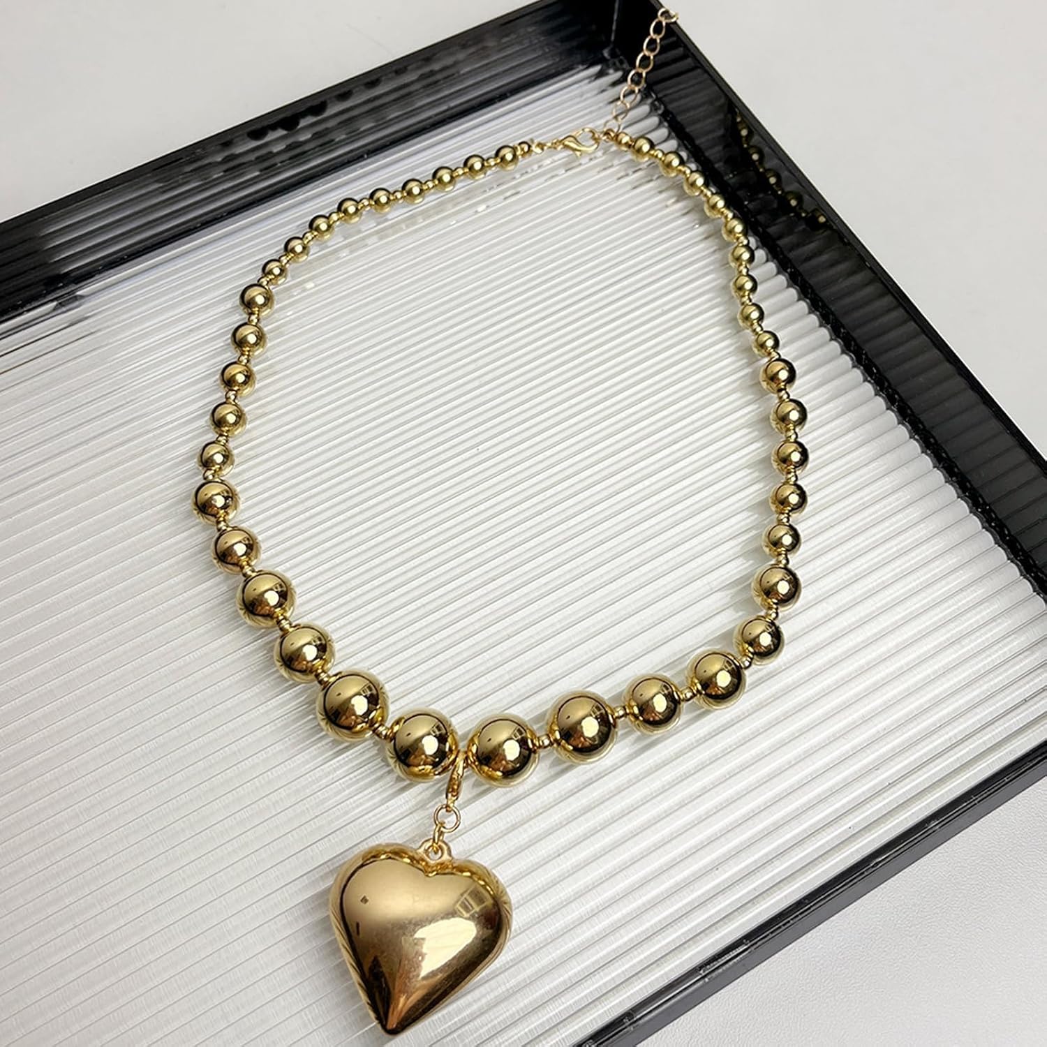 Harry and Henry Chunky Heart Necklace for Women Trendy Gold Puffy Heart Pendant Statement Necklace Jewelry Chunky Paperclip Chain Necklaces Jewelry Birthday Gifts - Image 4
