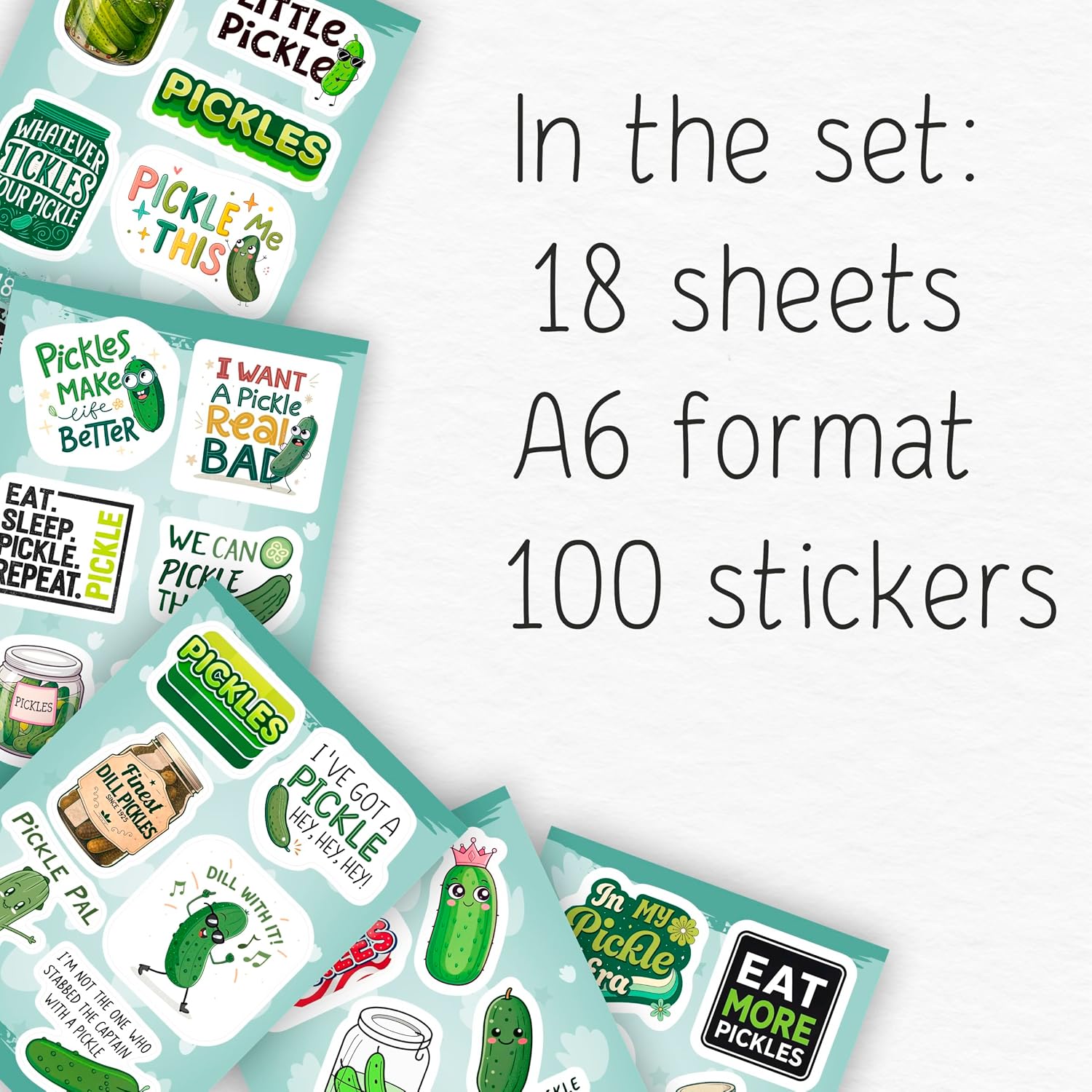 100Pcs Pickle Stickers for Water Bottle and Laptop - Pickle Party Supplies, Decorations - Food and Fun Stickers, Gifts for Women & Men image 2