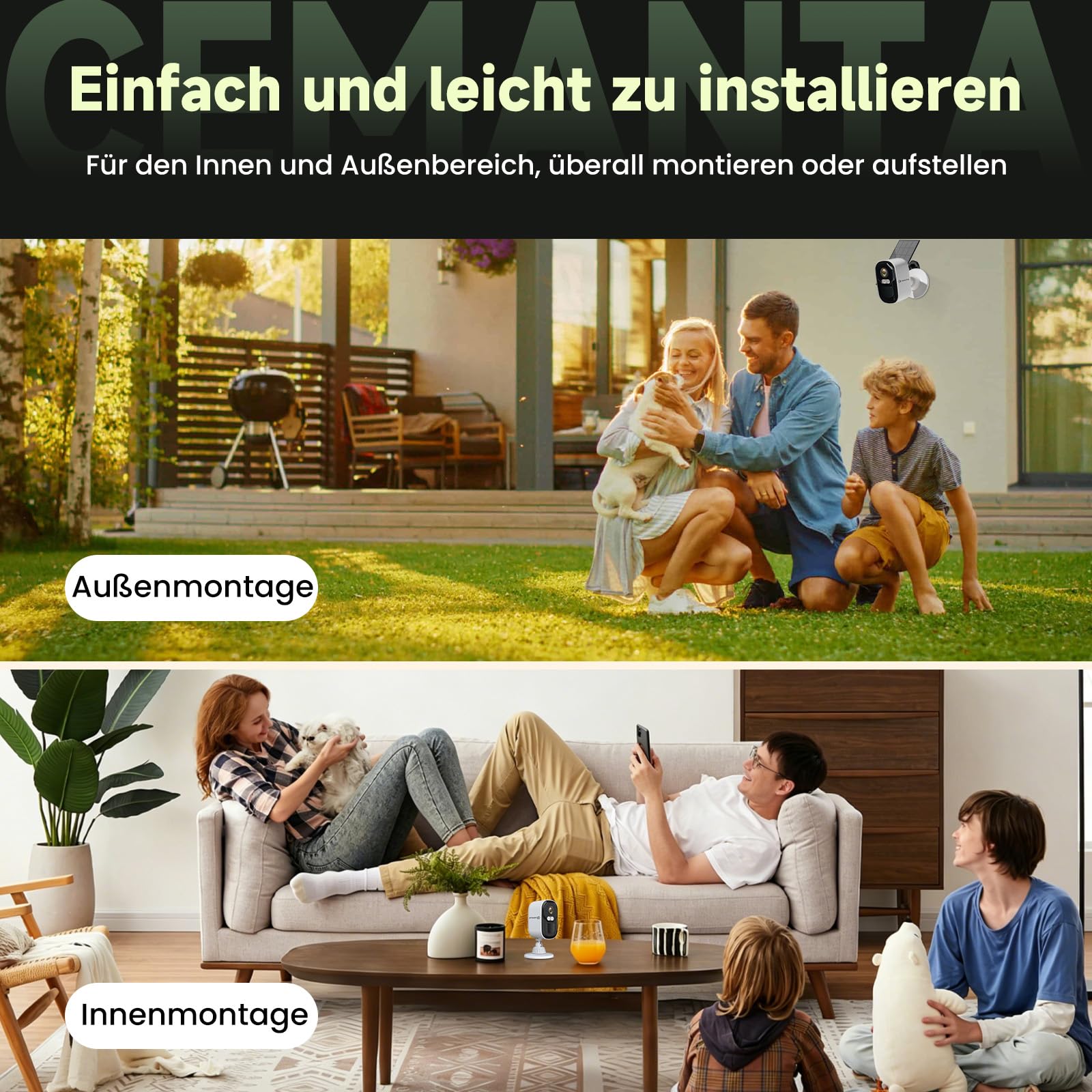4MP Überwachungskamera Aussen Solar mit Akku 5GHz/2,4GHz WLAN