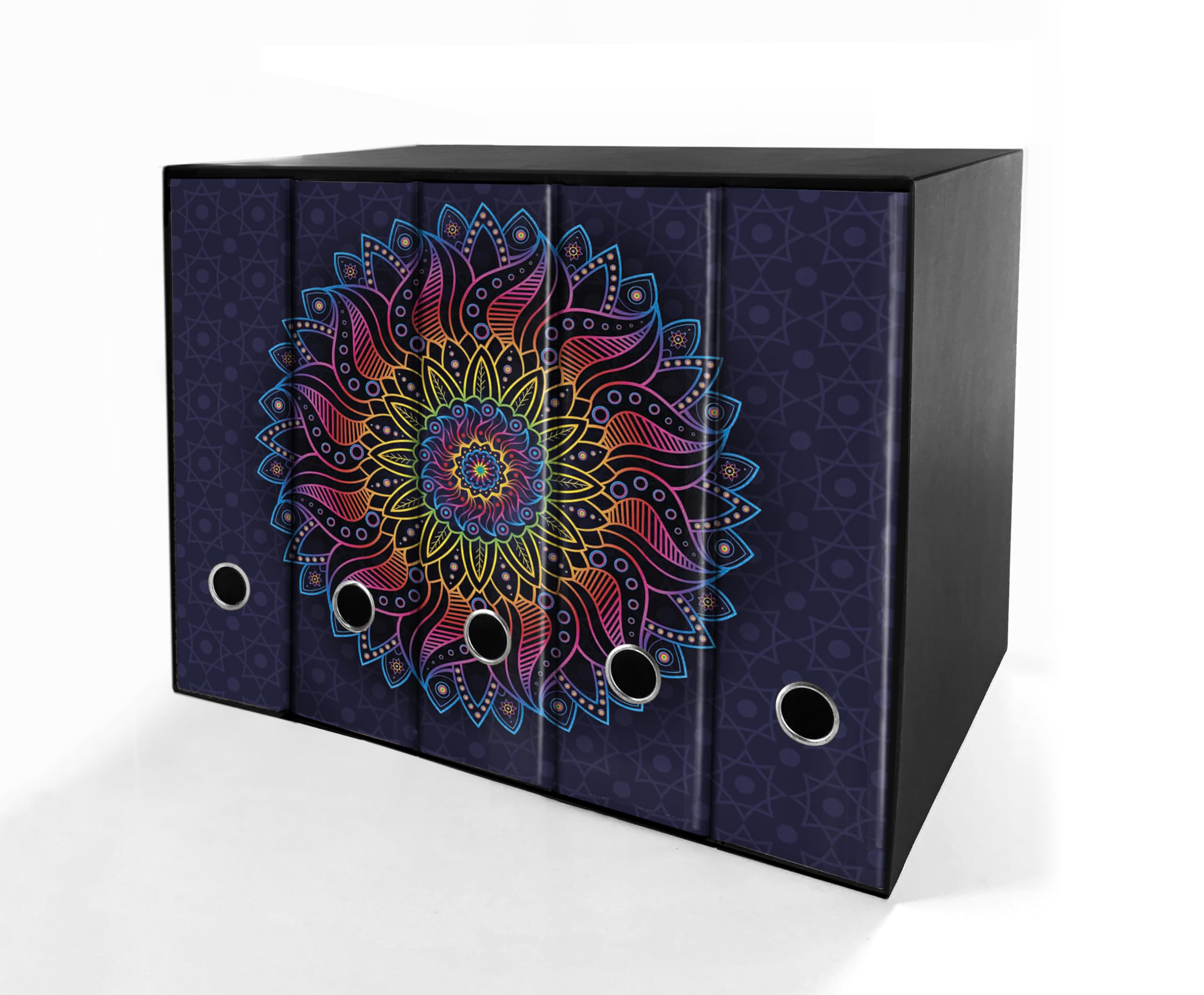 SET da 5 Raccoglitori ad anelli - MANDALA ARCOBALENO (28x34 cm con 4 anelli)