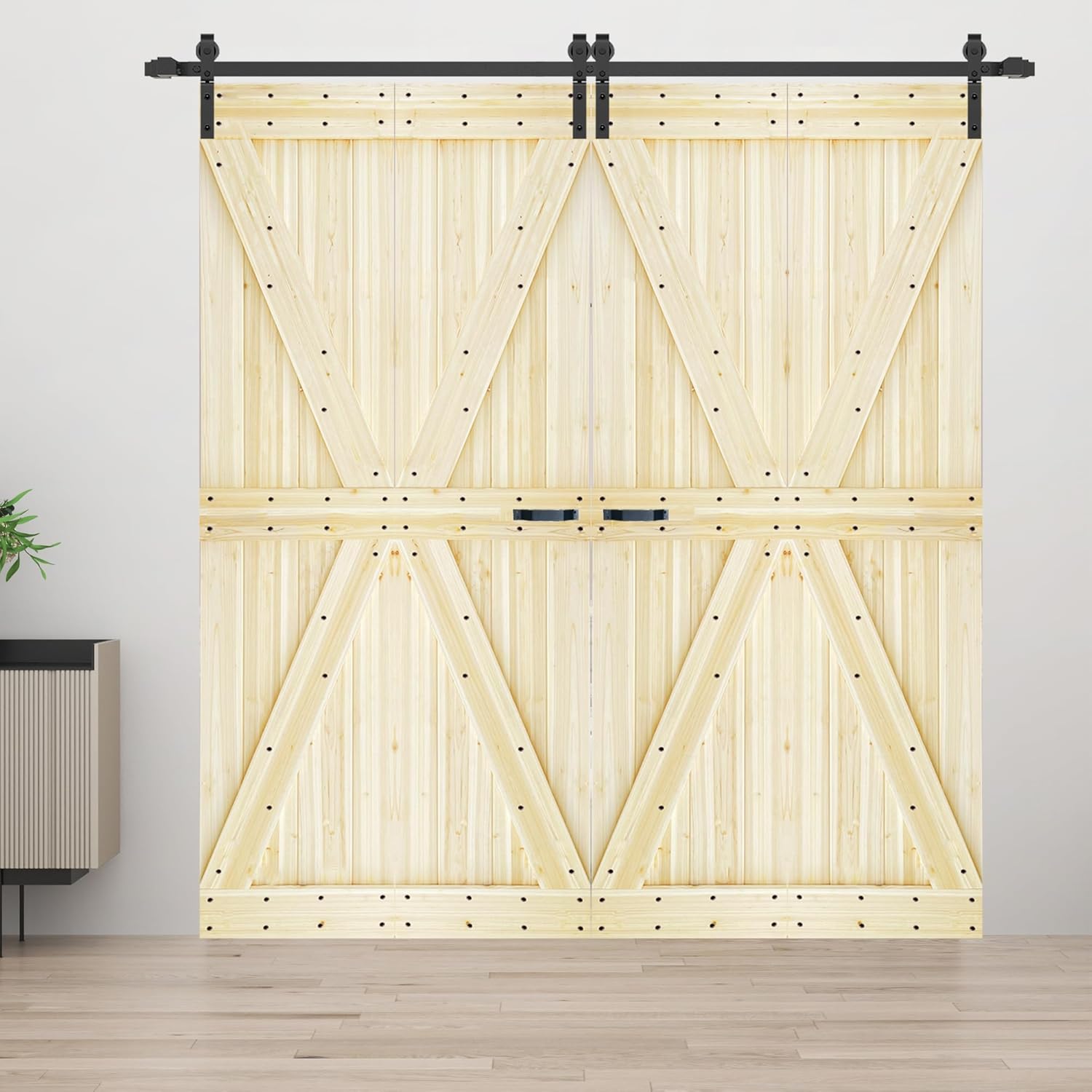K Series 72in x 80in (18in x 80in x 4 Panels) Unfinished Bi-fold Sliding Door with Two 3.3ft Hardware Tracks - Assembly Needed