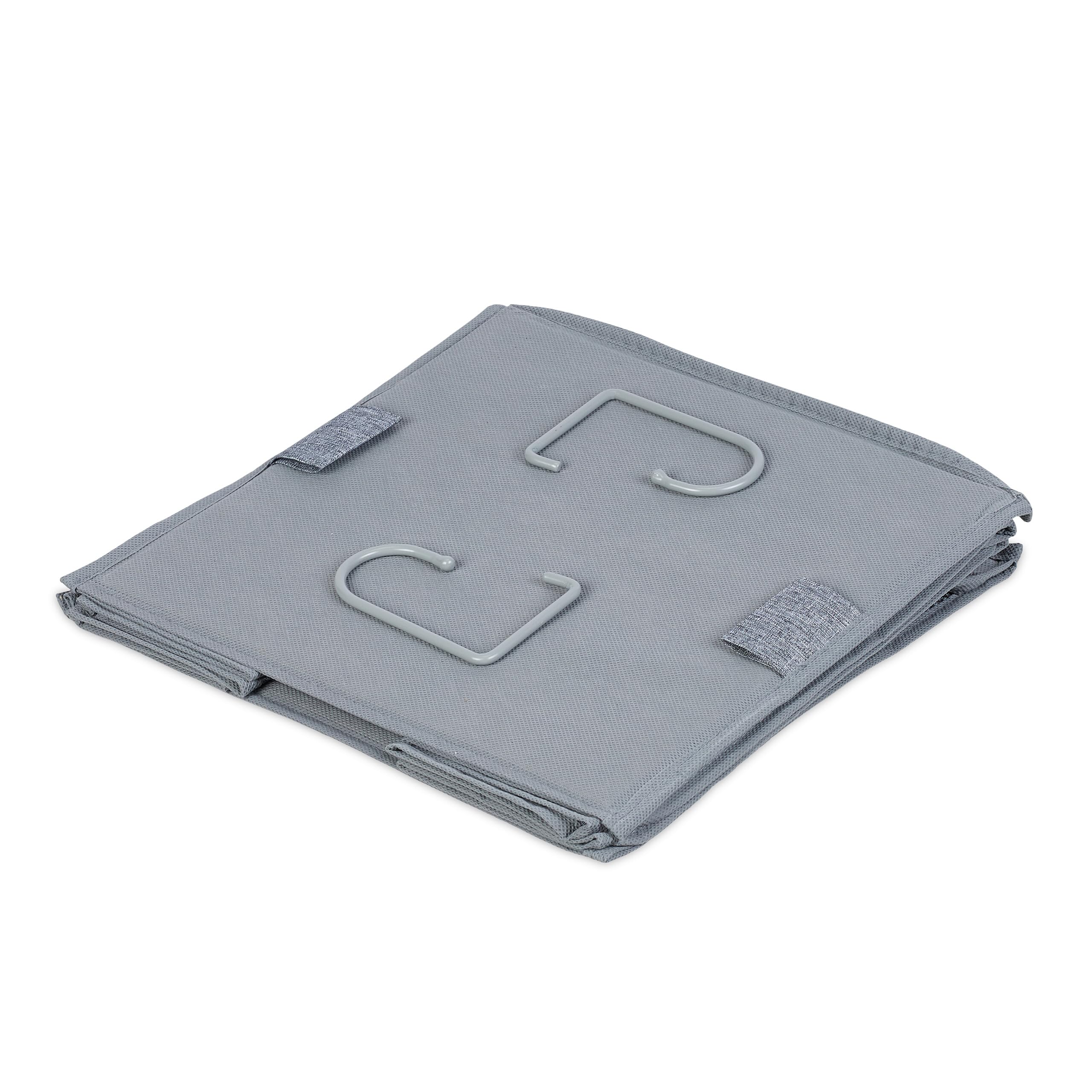 Relaxdays Set 2 Organizadores Colgantes Armario, 3 Compartimentos, Tela, 73x30x30 cm, 2 Ganchos, Almacenaje Burro, Gris | Dimensiones: 73 x 30 x 30 cm, 2 ganchos cada uno