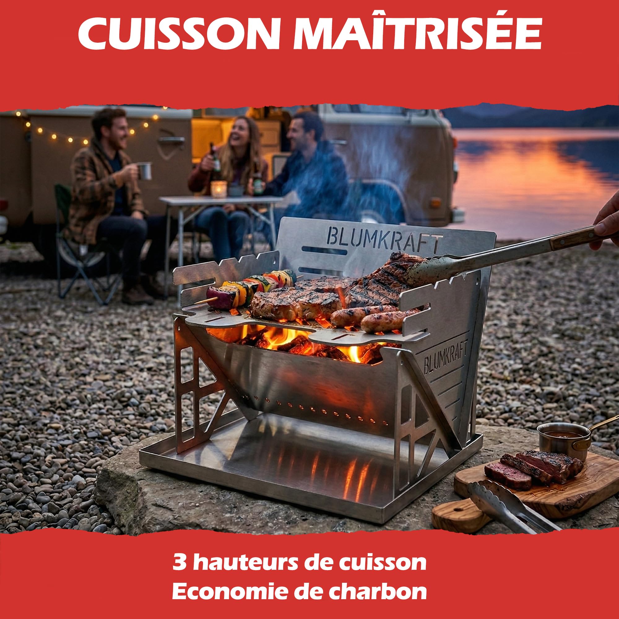 Barbecue Portable Pliable en Acier Inoxydable – BBQ de Voyage Ultra Compact pour Camping et Randonnée