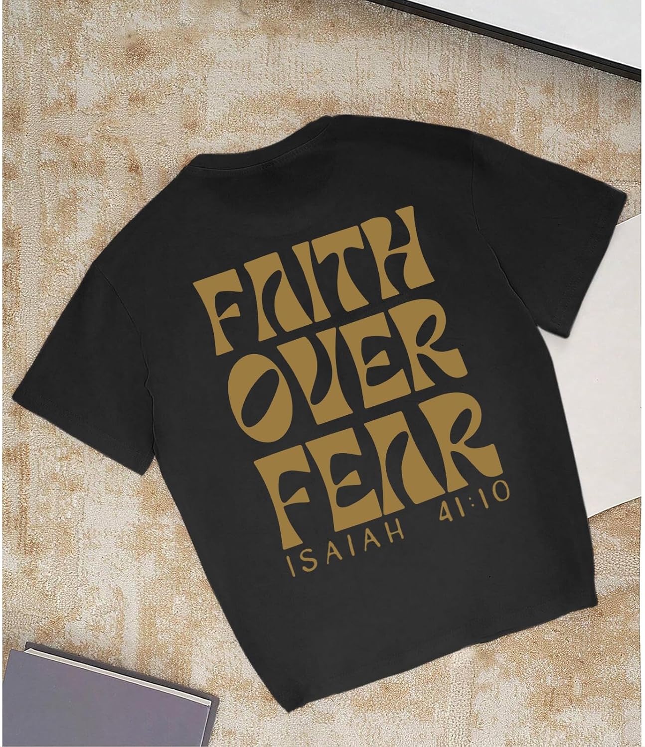 Boys Faith Over Fear Shirt Christian Jesus T Shirts for Kids Religious Inspirational Bible Verse Graphic Tees Tops - Image 5