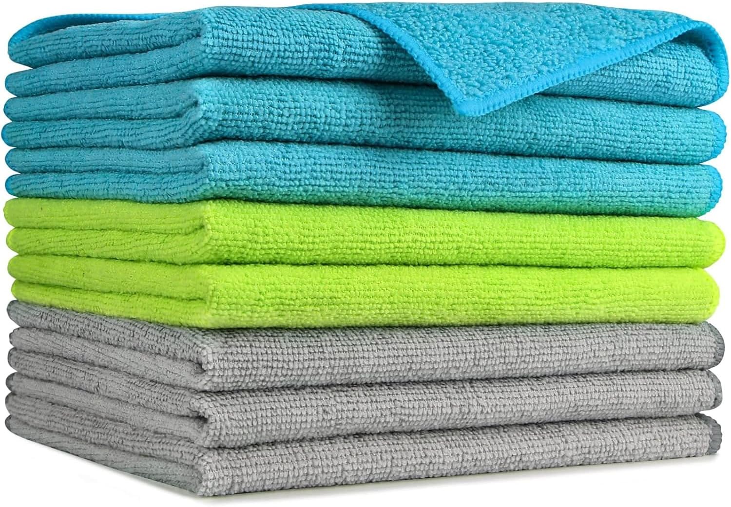AIDEA Microfibre Cleaning Cloths Pack of 8, Multifunctional Reusable Cleaning Towels, Lint Free Streak Free Washable Cloth Duster for House, Kitchen, Car, Motorbike, Windows 30 x 40 cm
