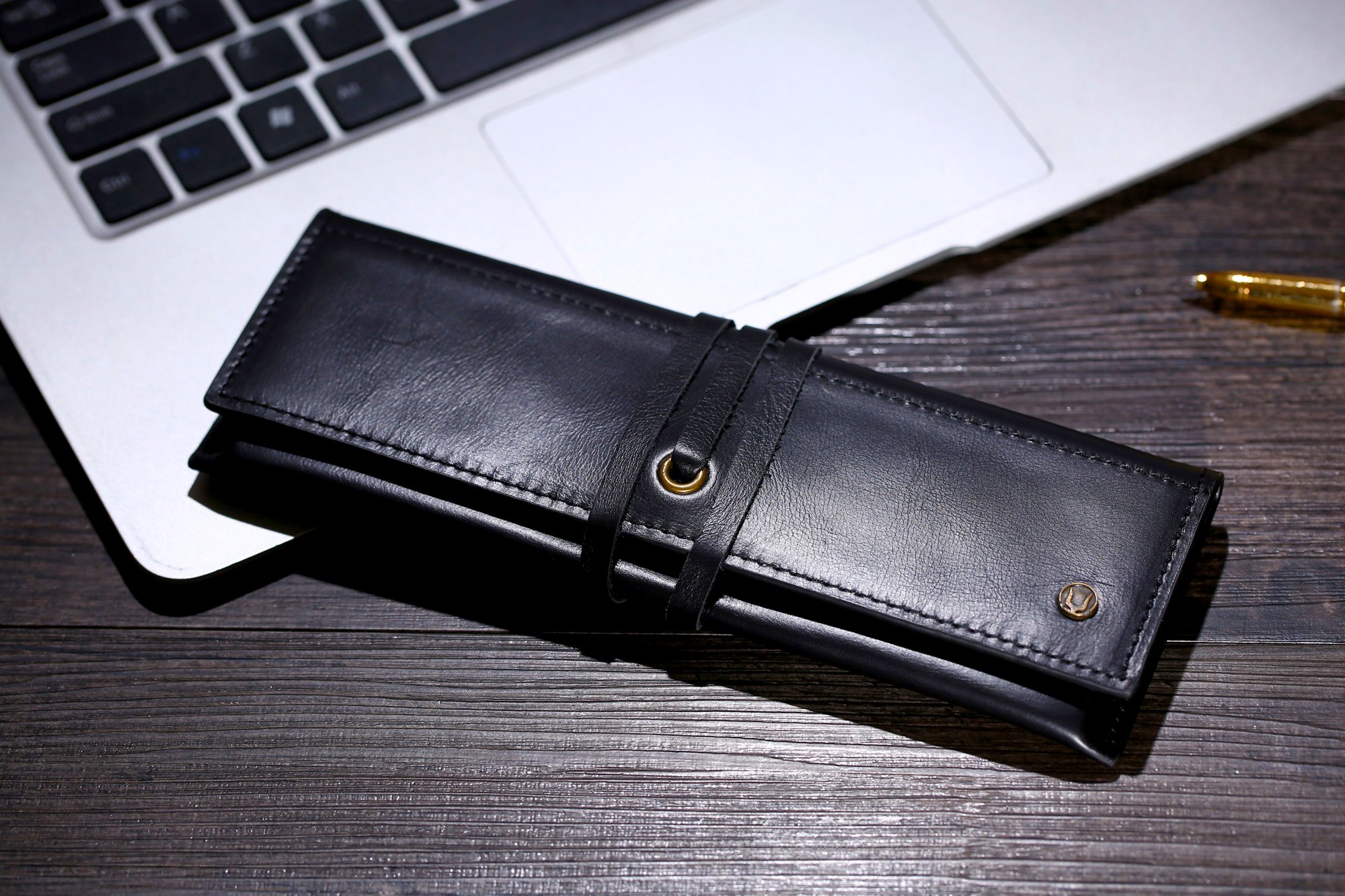 Cronus y Rhea® | Maletín de Cuero Exclusivo de Lujo (Talos) | Estuche para lápices - Estuche para bolígrafos | Cuero Real | con Elegante Caja de Regalo | Hombres - Mujeres (Negro)