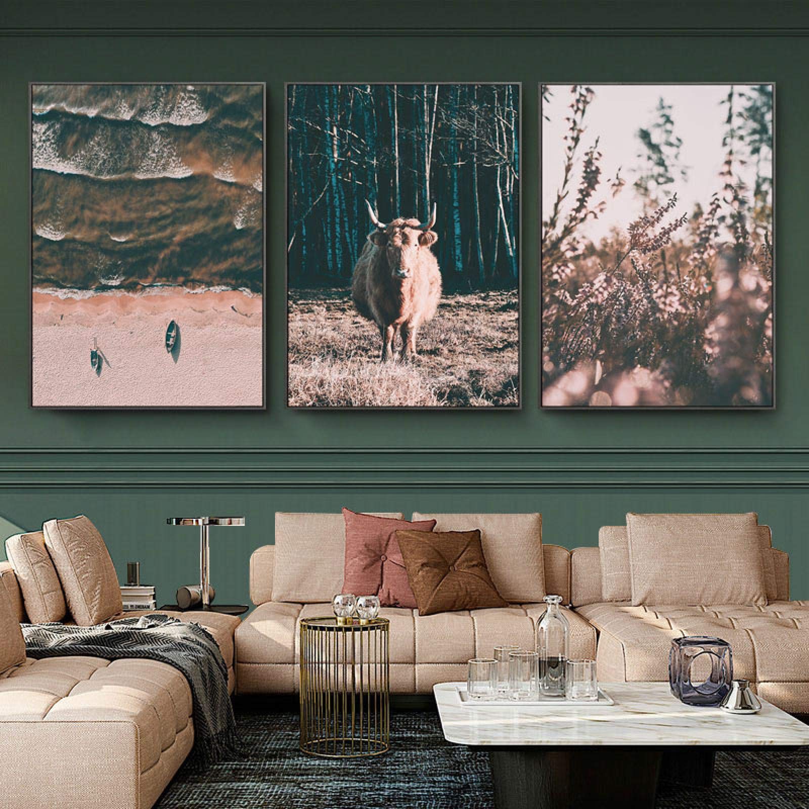 Planta de otoño Diente de león Campo de hierba Cartel de la lona Naturaleza Paisaje Arte de la pared Impresión Pintura Sala de estar Decoración del hogar 60x80cmx3 Marco interno