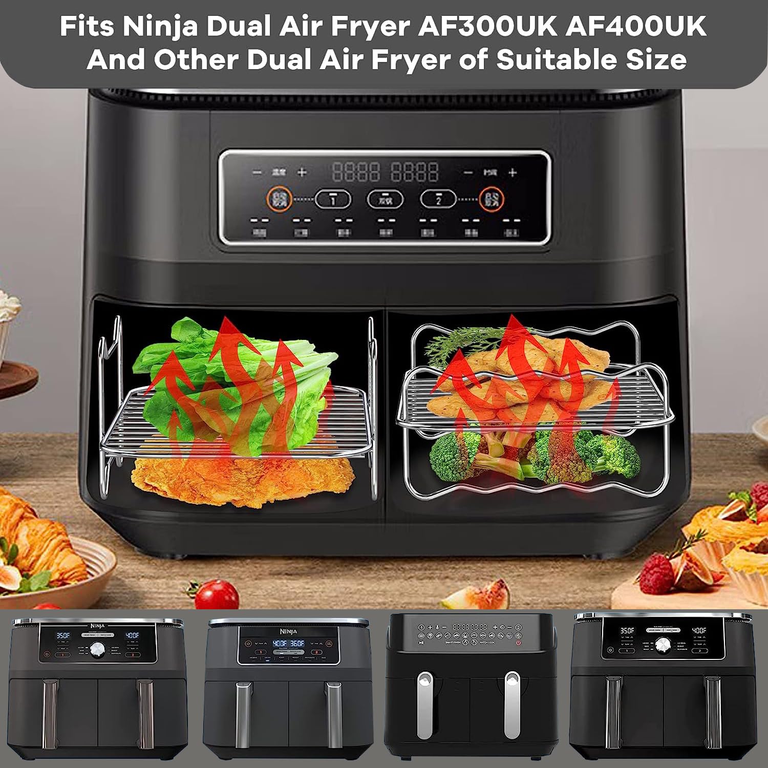 Atsmoce 3 Pezzi 20 Cm Teglia In Silicone Per Friggitrice Ad Aria - Foto 8