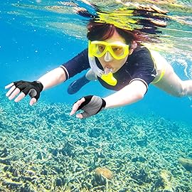 FitsT4 Sports Half Finger Padded Palm Gloves for Diving, Sailing, Jet Skiing, Stand-UP Boarding, Kayaking and Water Skiing, Suitable for Men&Women&Youth Black S