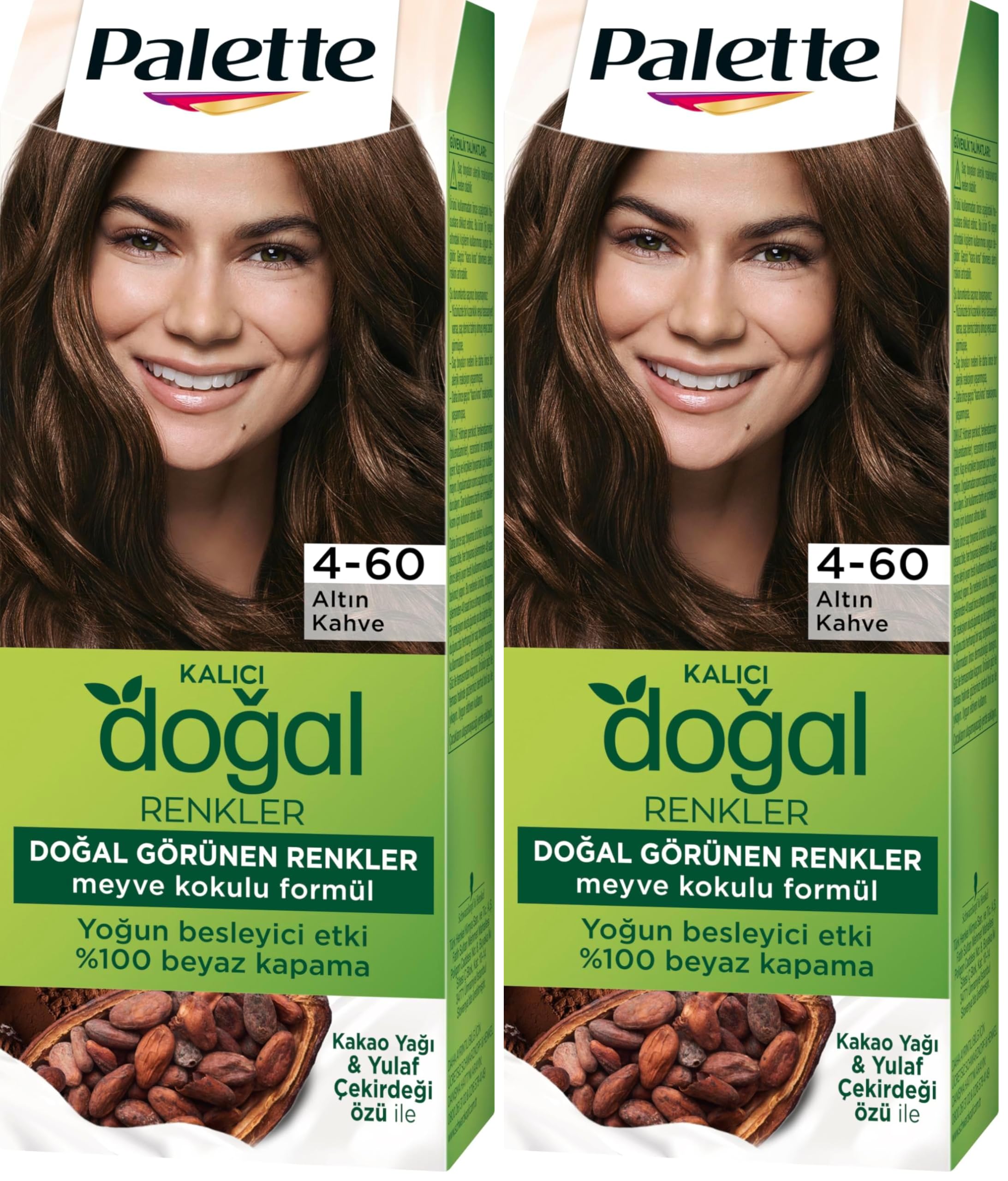 Palette Kalıcı Doğal Renkler 4-60 Altın Kahve Kakao Yağı & Yulaf Çekirdeği Özlü Saç Boyası 2li paket