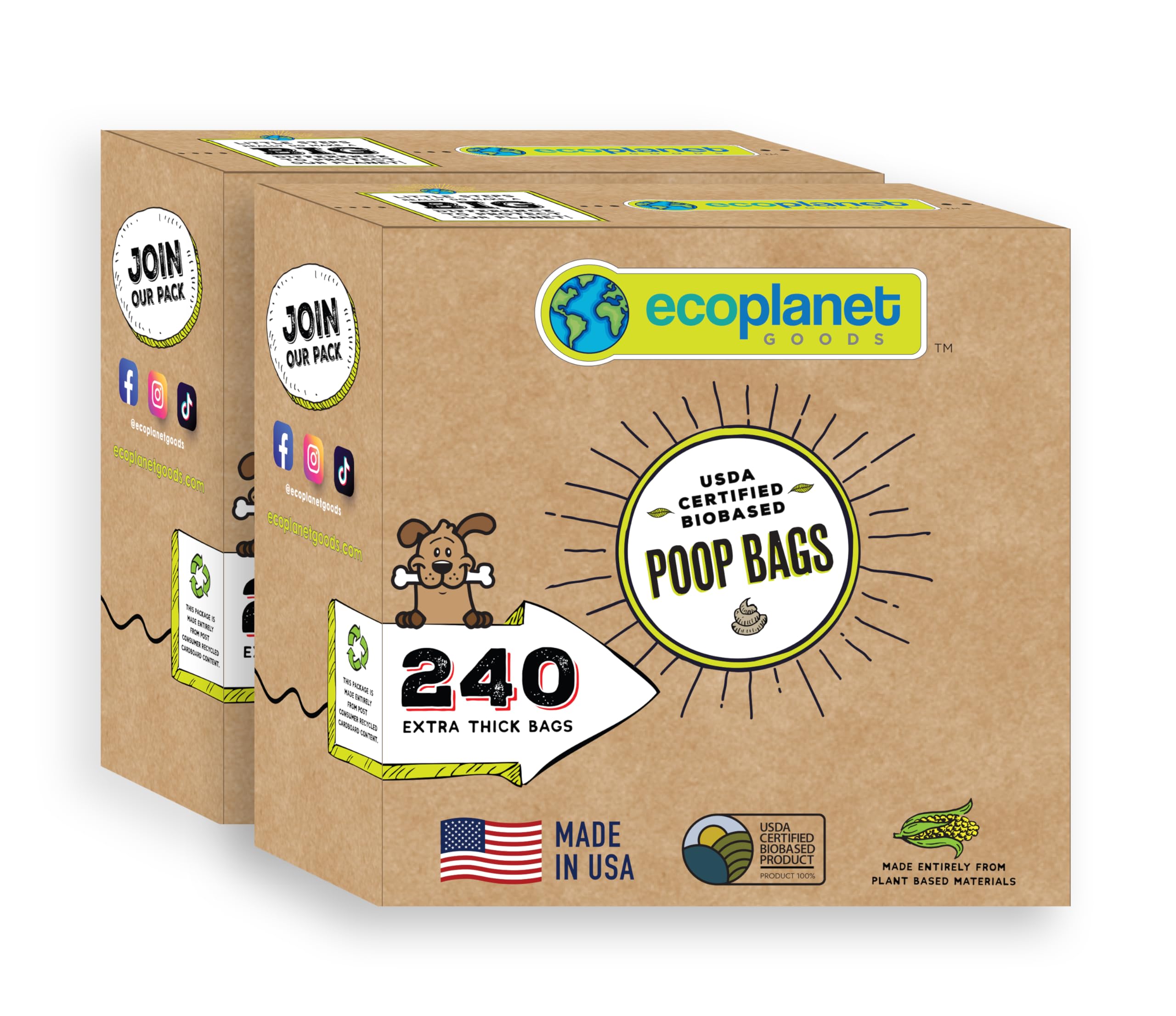 Ecoplanet Goods Compostable Dog Poop Bags I 480 Bags I Made in USA I Completely Biodegrades 90 Days After Use I 100% Plant Based I Eco-Friendly I