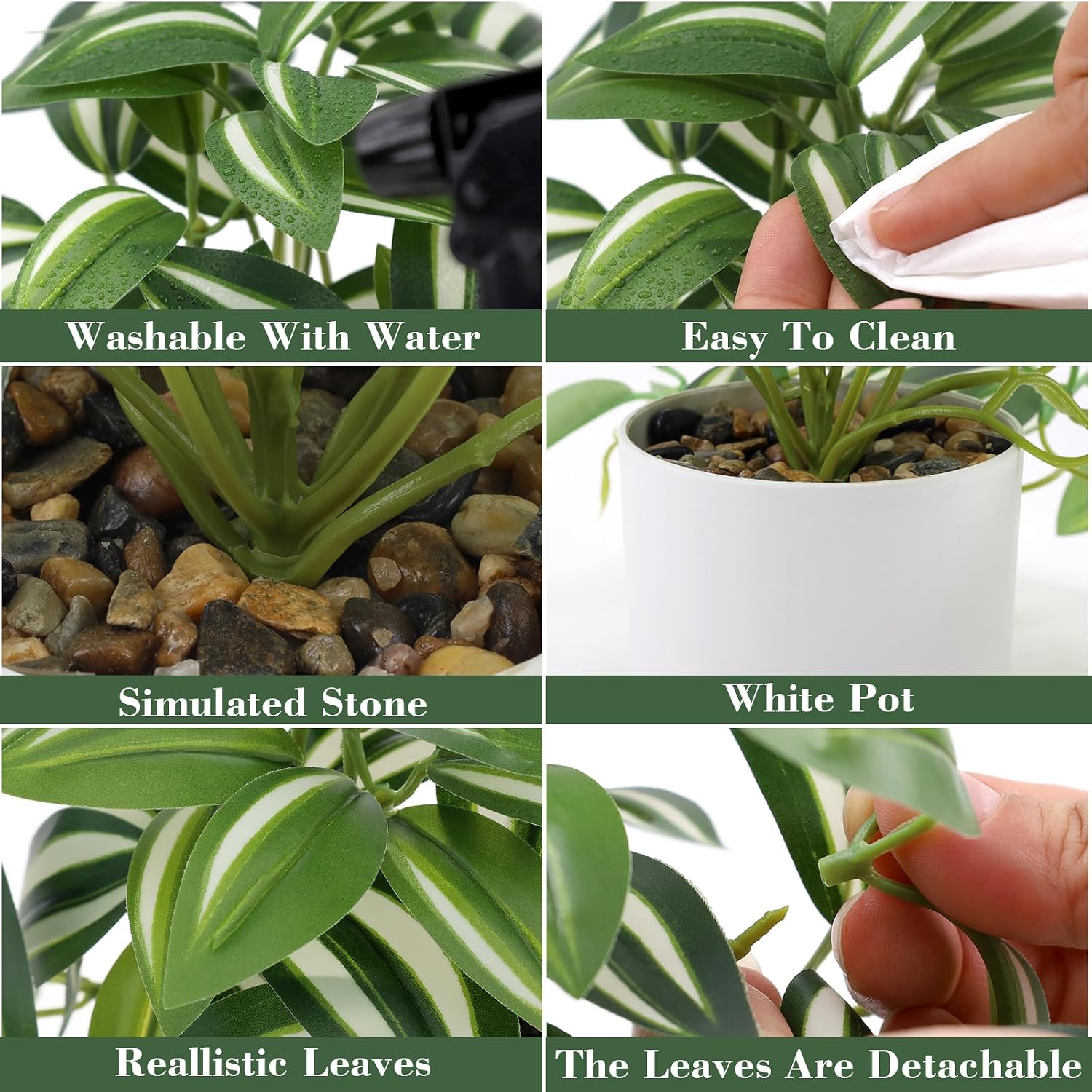 2Pcs Small Fake Plants,Artificial Mini Greenery Potted Indoor Plant image 3