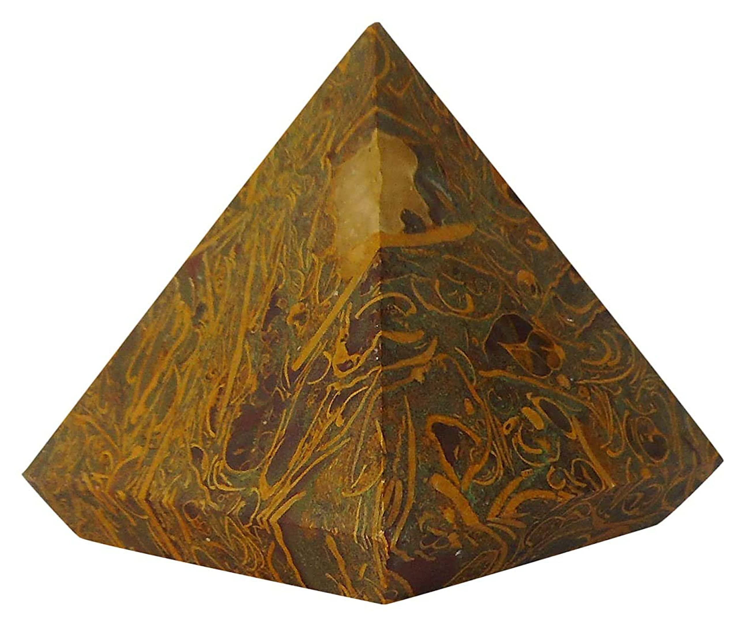 Habur habour Stone Pyramid by OMKAR Handicraft (9 cm x 9 cm x 9 cm, Gold)