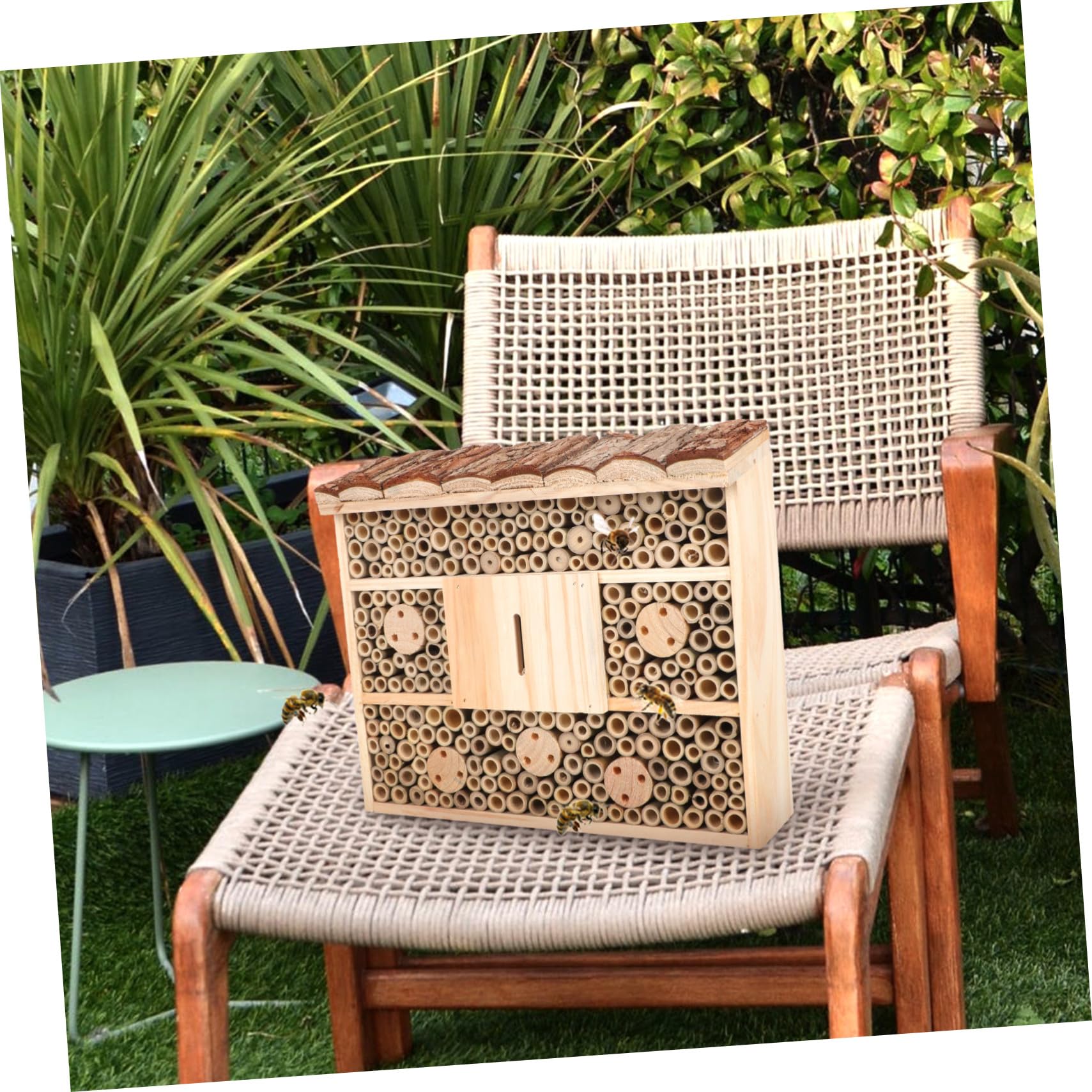 SUPVOX Casa per Insetti in Legno Stile Casetta Beige, Rifugio per Api e Ladybug, Mantiene L'ecologia del Giardino e Attira Insetti Benefici