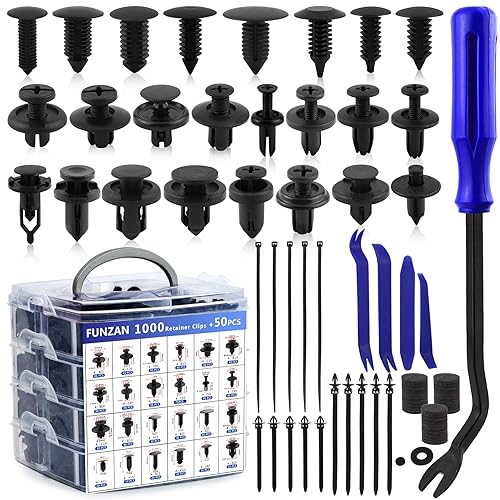 Remaches para guardabarros de plástico automotriz, 1050 piezas, clips de retención para carrocería, clips de parachoques con 15 bridas para cables,