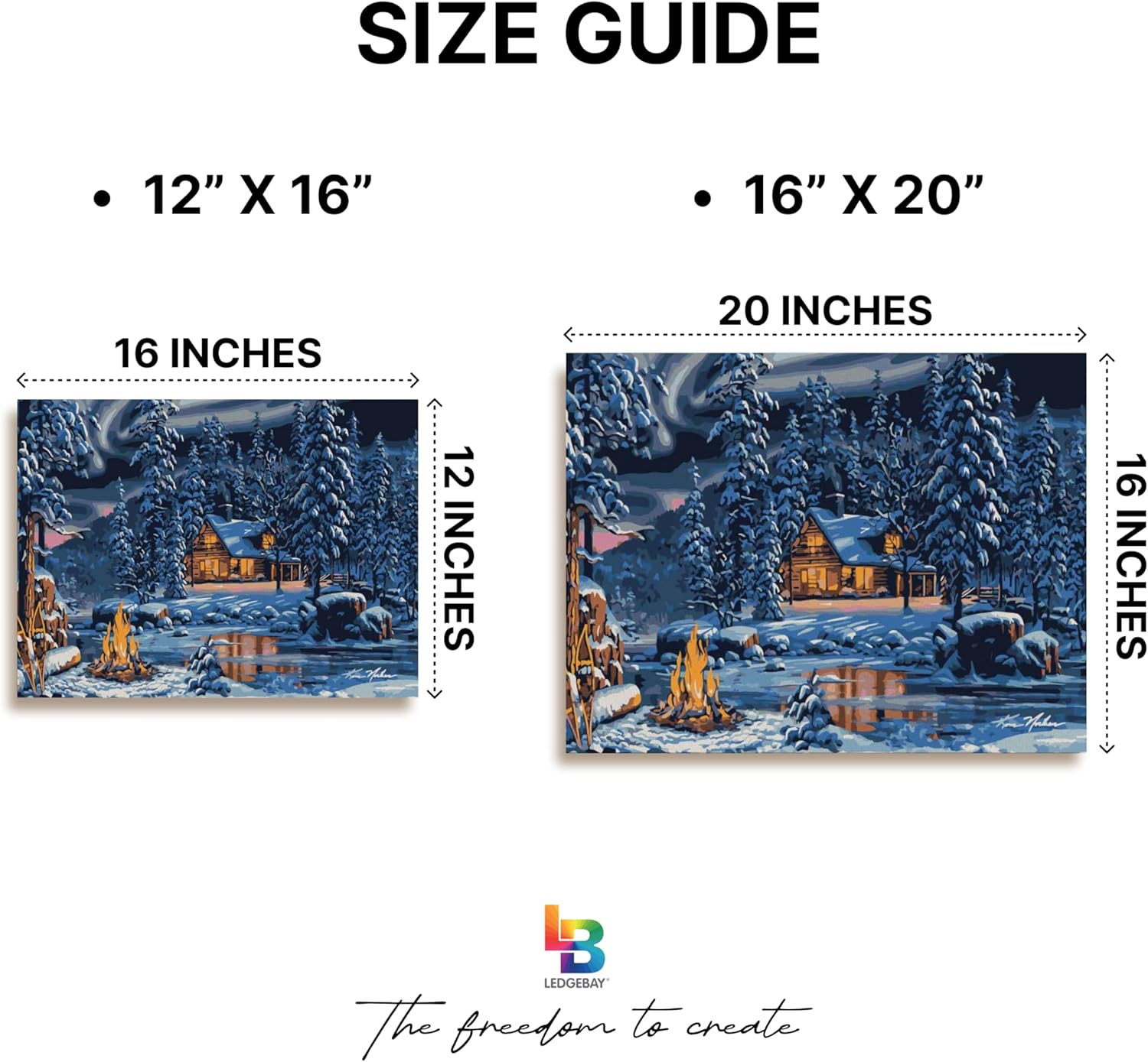 Ledgebay DIY Paint by Numbers Kit for Adults Framed Canvas Beginner to Advanced Paint by Numbers Kit Kits Include Acrylic Paint Set Brushes Tabletop Easel (Aurora Bliss 12" x 16" Framed)