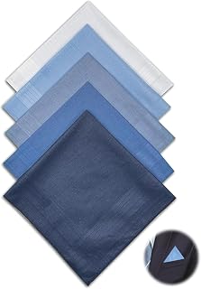hoeslaw 15.7" Navy Blue 100% Cotton Pocket Squares for Men - Soft Machine Washable Handkerchiefs for Formal & Daily Use