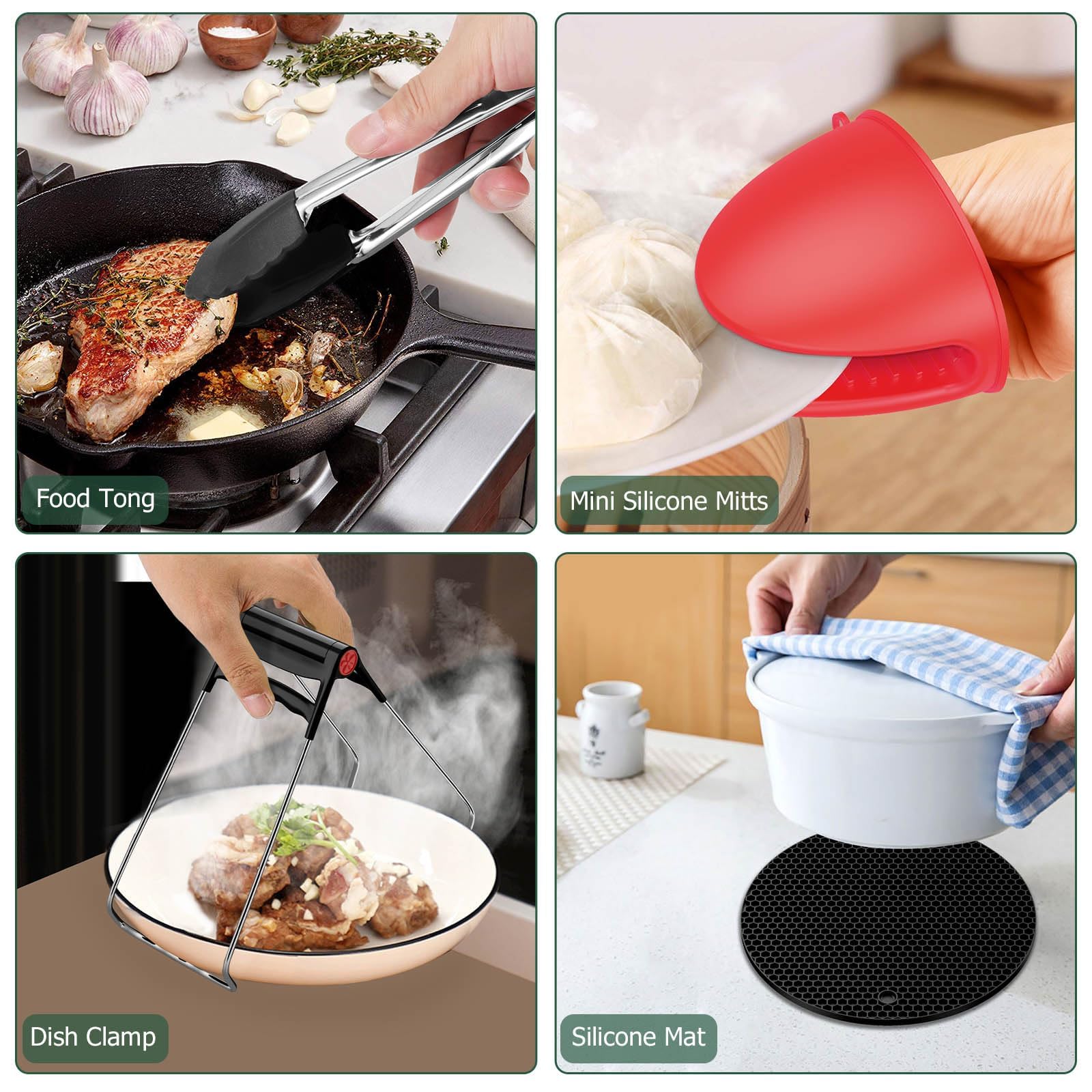 JiGiU Heißluftfritteuse Zubehör Set 13-IN-1 für 8 Zoll Airfryer Zubehörset BPA-Frei, geeignet für Luftfritteusen mit Durchmesser von über 20cm, inkl Kucheneimer Silikonmatte Backpapier uzw.