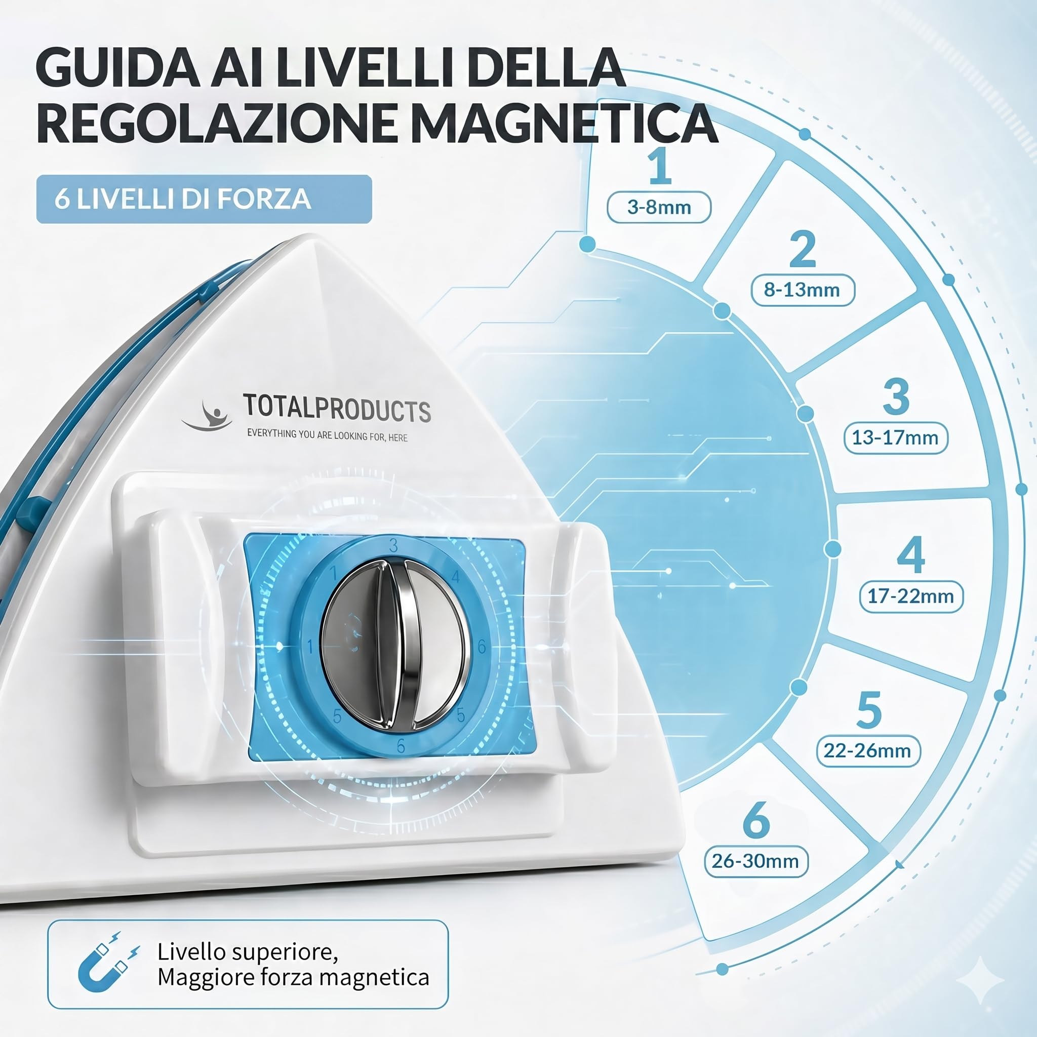 Lavavetri Magnetico Regolabile 3-30 mm, Pulitore Vetri Doppia Faccia, Corda di Sicurezza, Ricambi e Manuale