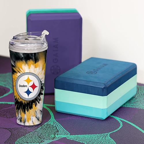 Miniatura 62 de Rico Industries NFL - Vaso de purpurina acrílica de 24 onzas con tapa con bisagras, vaso de doble pared con licencia oficial y popote Tie Dye