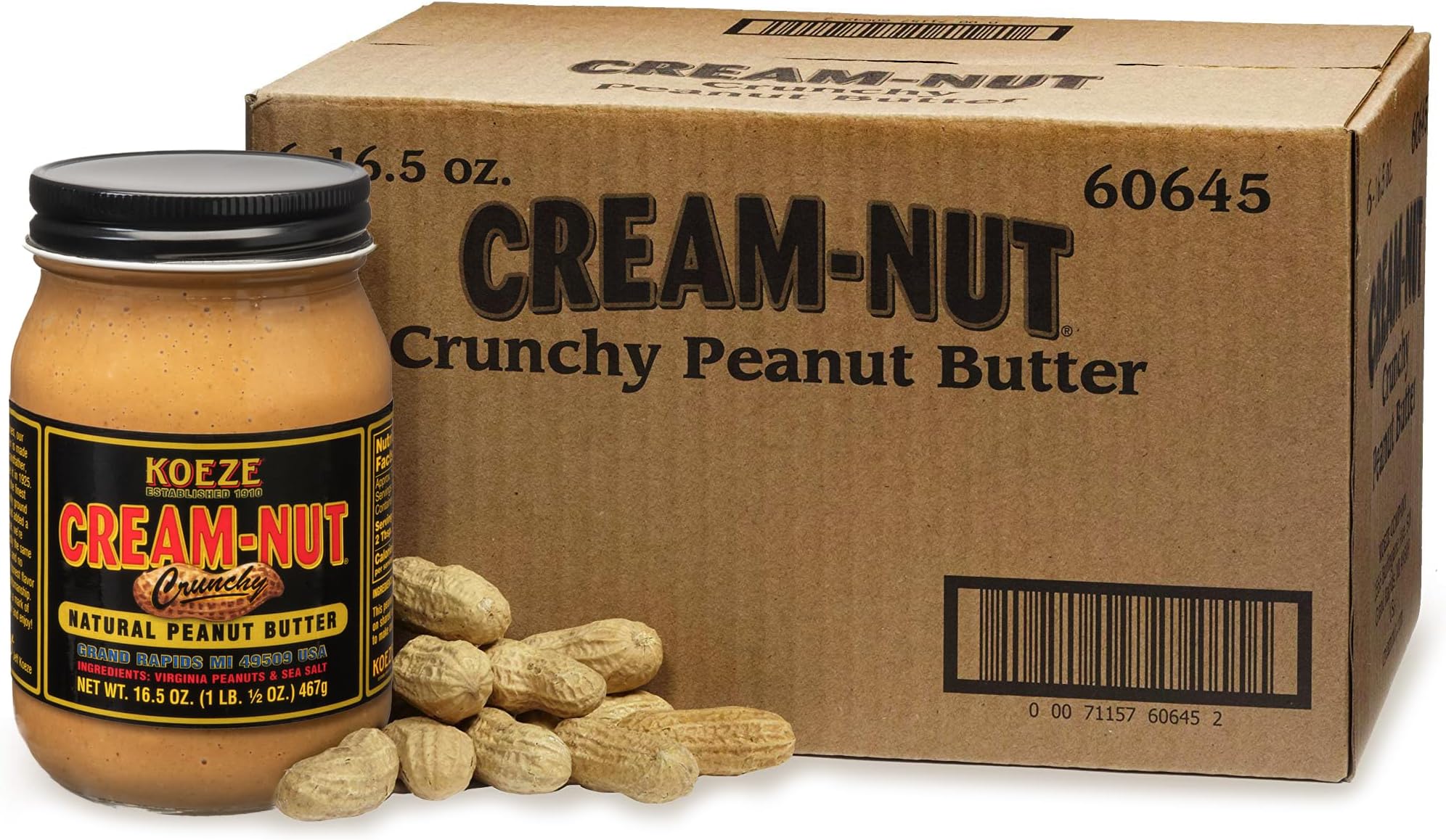 Case of Cream Nut Crunchy Peanut Butter - (6 Jars)