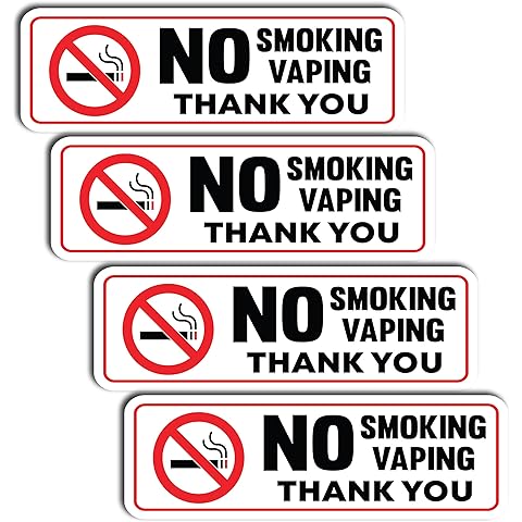 Sticky Expressions | No Smoking No Vaping Stickers (4 Pack), 6.5x2.1 – Strong Adhesive, Durable, Waterproof No Smoking Or Vaping Stickers for Businesses, Home, and Vehicles