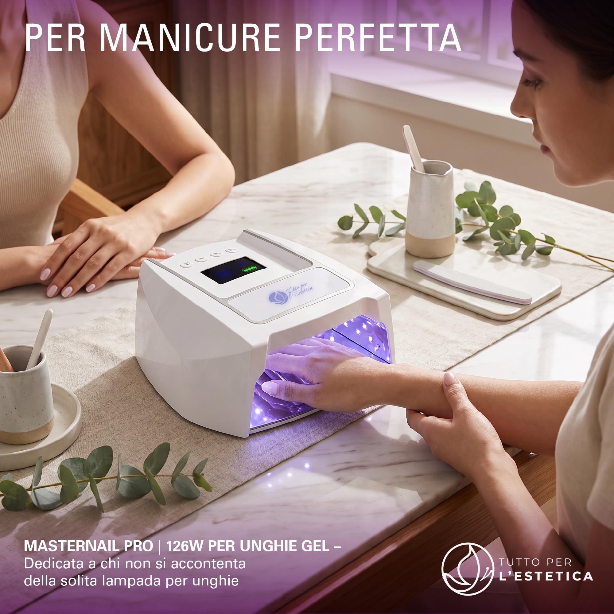 Lampada UV LED Unghie Professionali 126 Watt, Ricaricabile, con Timer | Fornetto Gel Onicotecnica, per Estetista, Nail Artist, per Manicure e Pedicure - Tecnologia Dual Light 365 - 405 nm