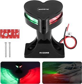 RVZONE 12-24V LED Boat Navigation Lights IP67 Waterproof Red and Green LED Marine Navigation Light USCG 2NM Boat Bow Lighting for Pontoon, Skiff, and Yacht