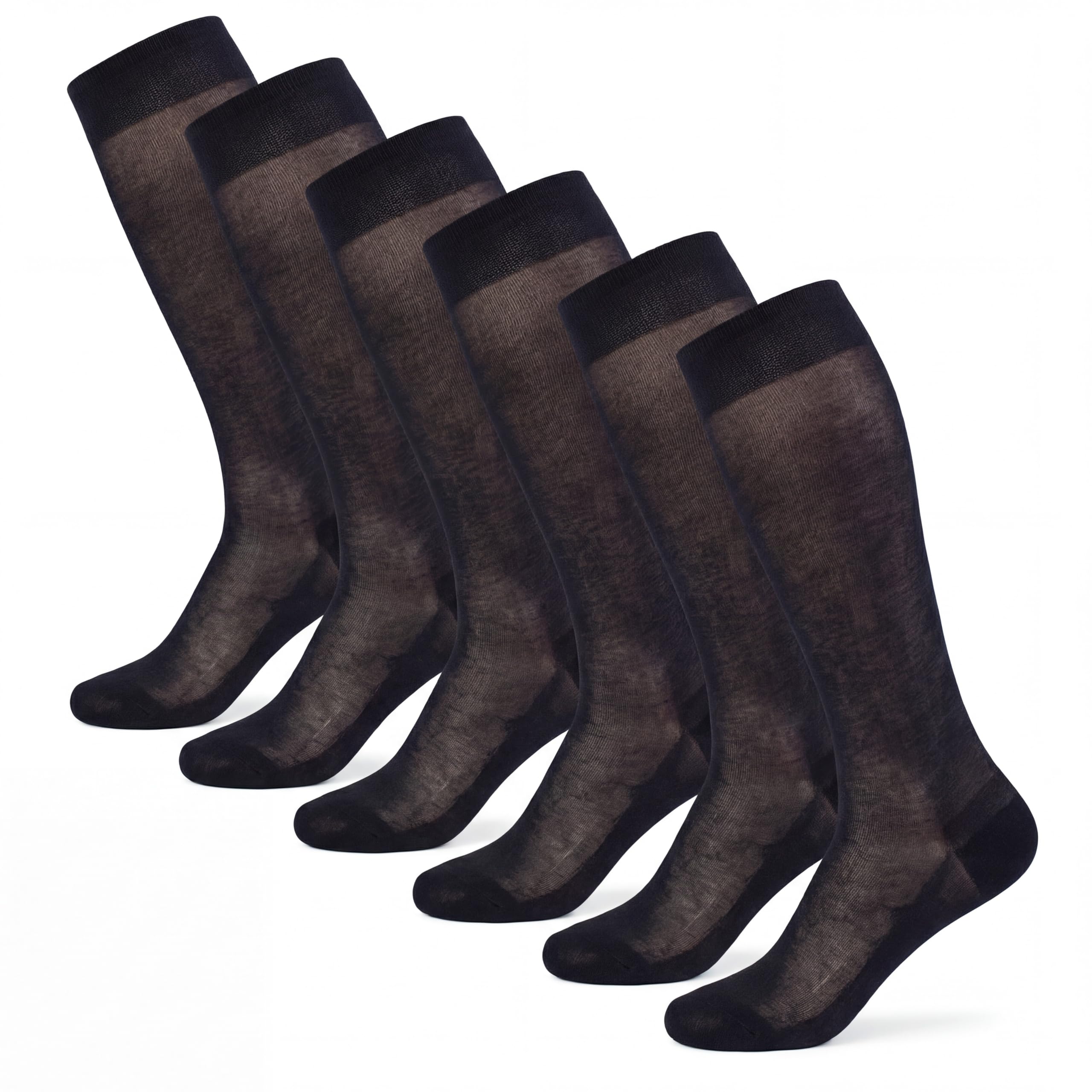 Ciocca Calze Lunghe Lisce Chiffon 100% Cotone Filo di Scozia - 3/6 Paia - Made in Italy