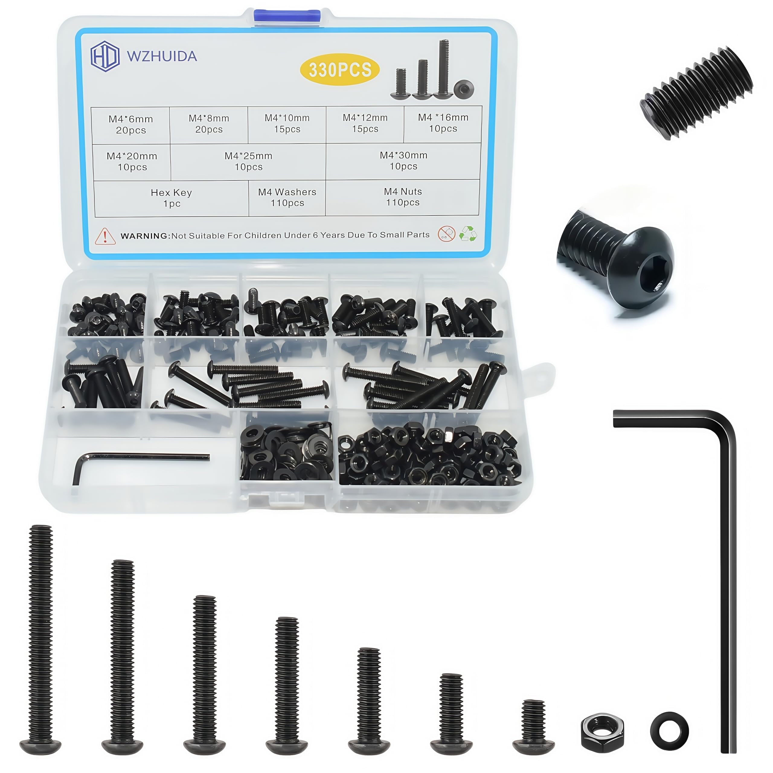 M2 Screw Assortment Kit - 660 Pcs, Nuts & Washers -9