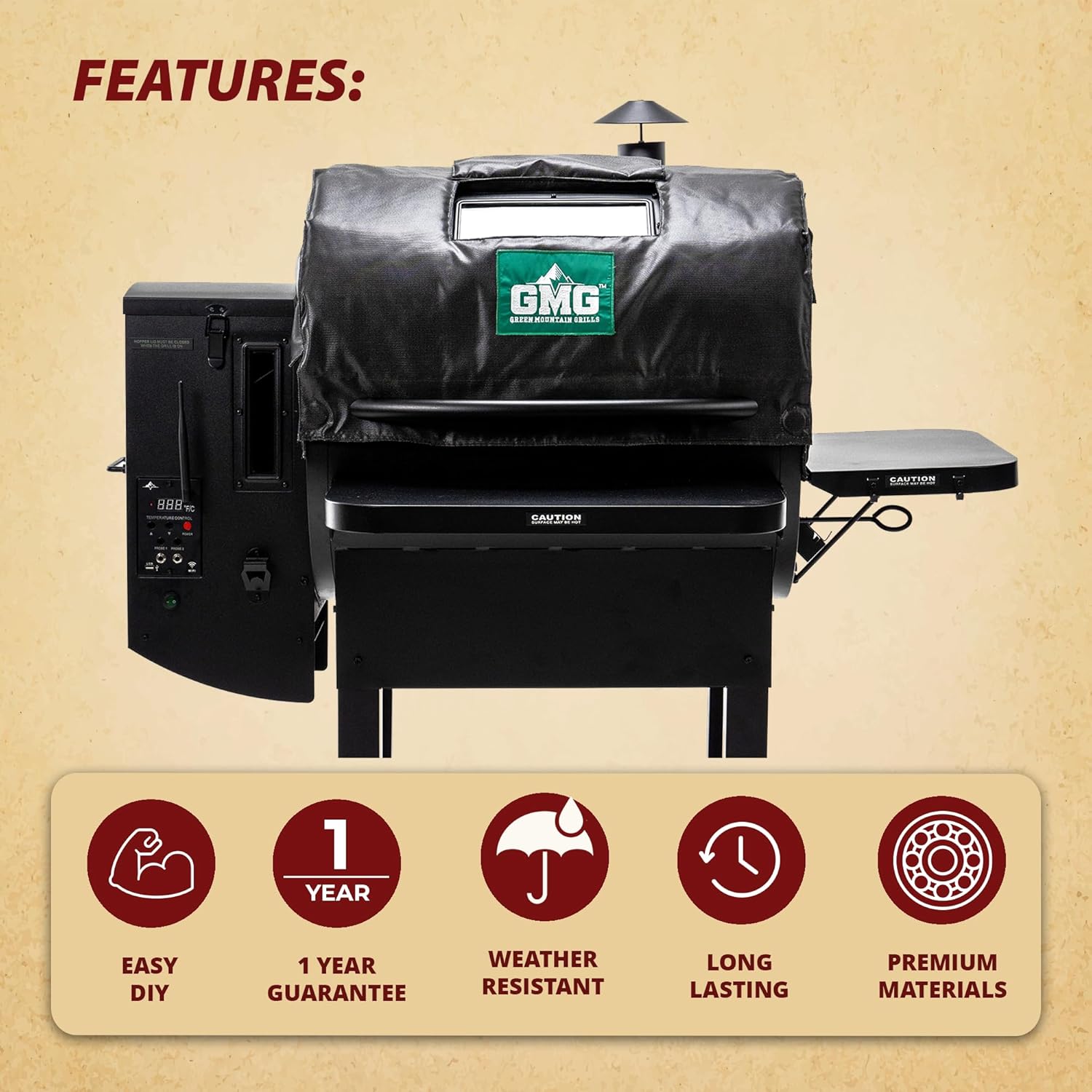 Green Mountain Grills, GMG-6047 Ledge Prime 2.0 Pellet Grill Smoker Thermal Blanket Cover, OEM