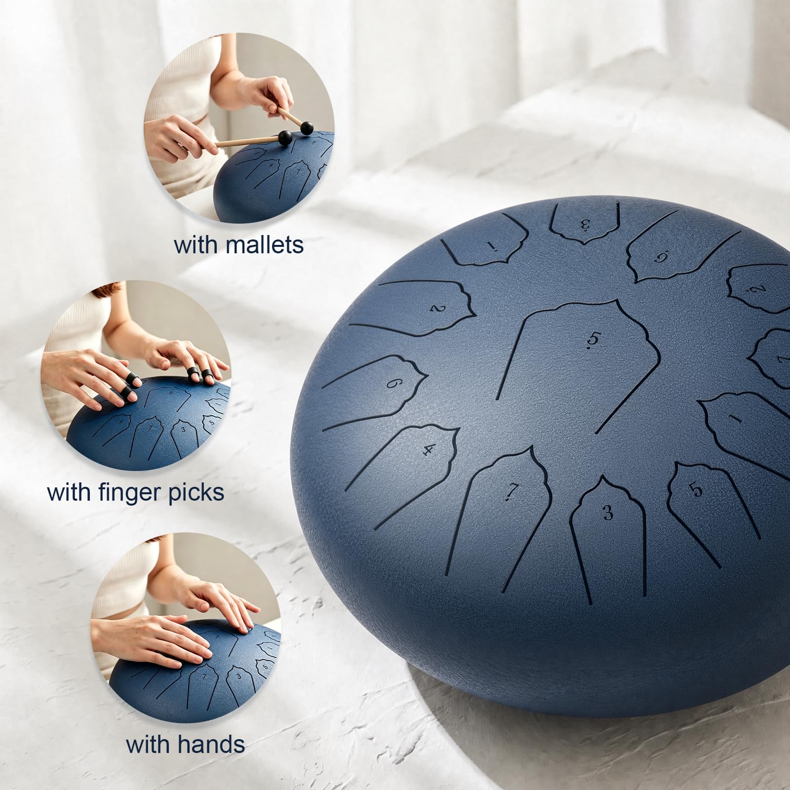 Stahltrommel 12 Zoll mit 13 Tönen, Regentrommel Outdoor Steel Pan Drum für Meditation Yoga Entspannung, Musick Geschenk für Erwachsene und Anfänger