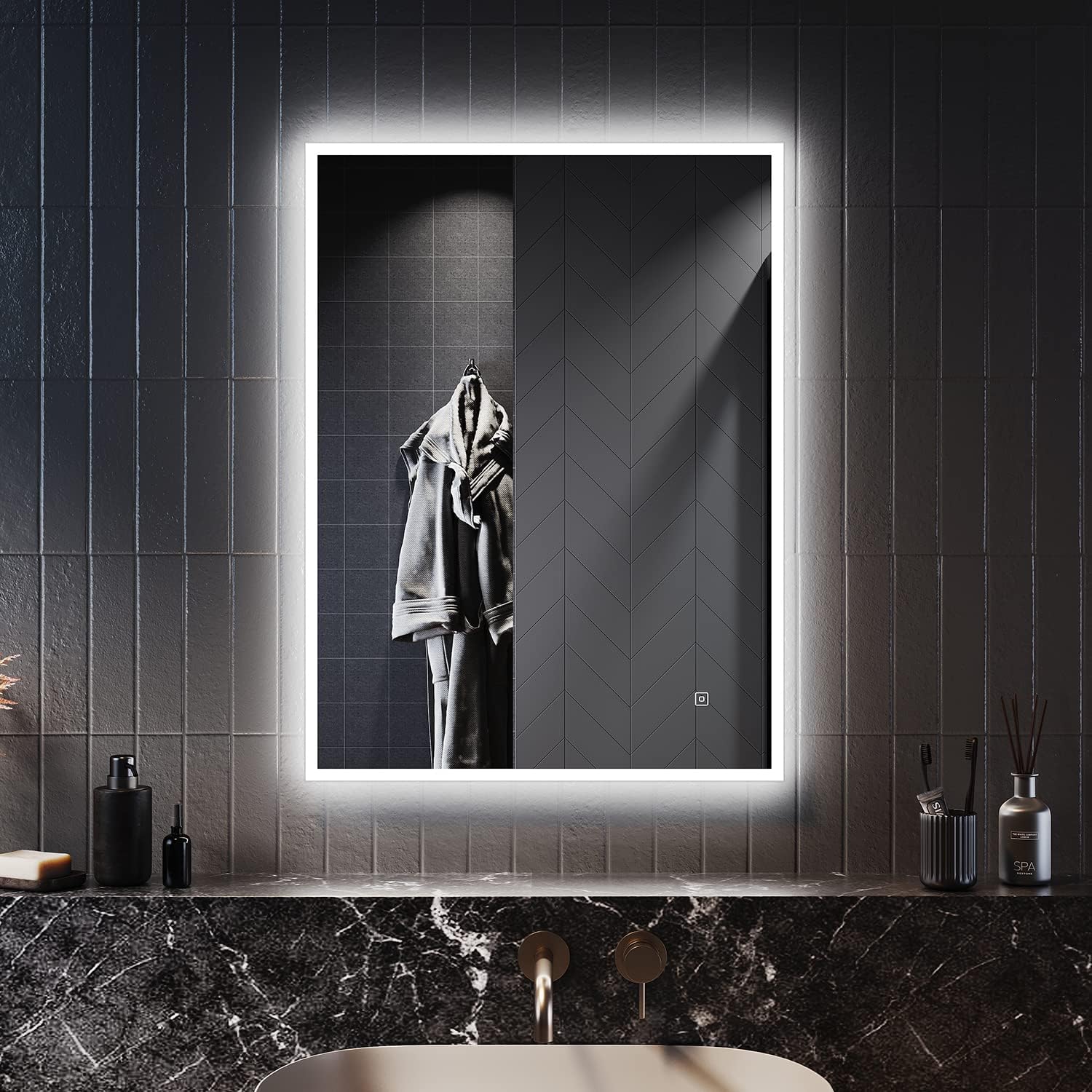 ELEGANT Bathroom Mirror with Shaver Socket, 800x600mm Backlit