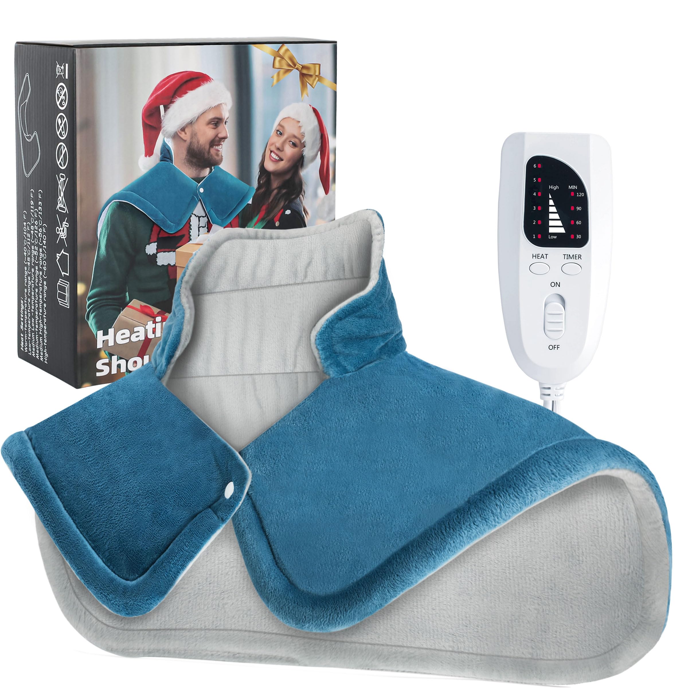 Heating Pad for Neck and Shoulders and Back Pain Relief Fathers Day Dad Gifts for Women Mom Men Dad 2lb Weighted Electric Neck Heating Pad Shoulder Heating Pads 6 Heat Settings 4 Timers Auto-Off