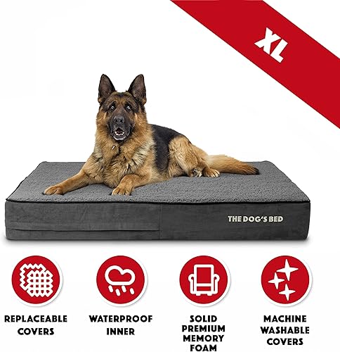 Miniatura 6 de The Dog's Bed - Cama ortopédica de espuma viscoelástica para perro, felpa gris XL, alivio del dolor para artritis, displasia de cadera y codo