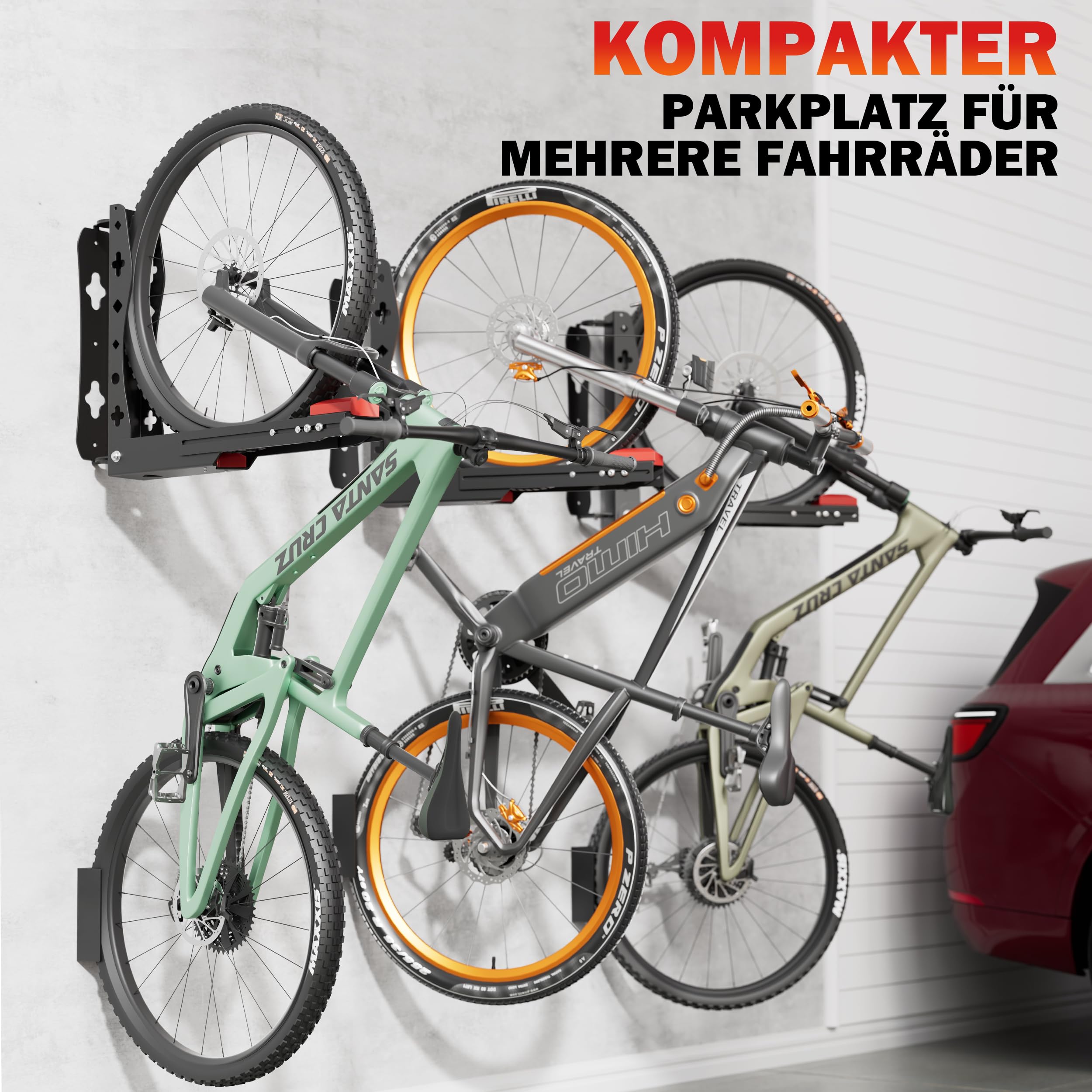 Supporto da parete girevole per bicicletta, da parete, salvaspazio, facile da appendere e da appendere, può contenere fino a 35 kg, per biciclette da 24 a 29 pollici (1)