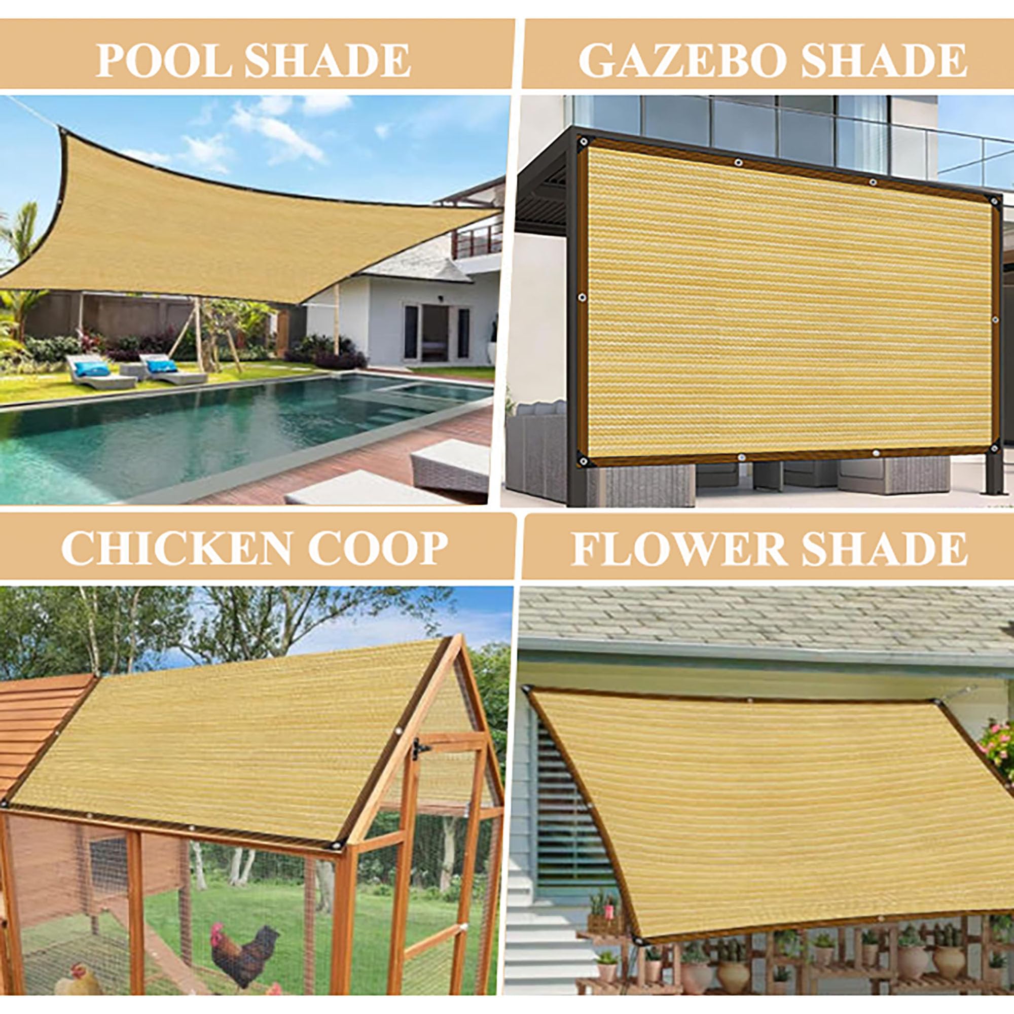 7X9m Schattiernetz mit Ösen,90% Shading Rate,Sonnenschutznetz Beige | Schattierungsnetz,UV-Schutz,Dick Schattiernetz Sonnensegel, Atmungsaktiv Beschattungsnetz für Gewächshaus,Garten,Außen,Dach