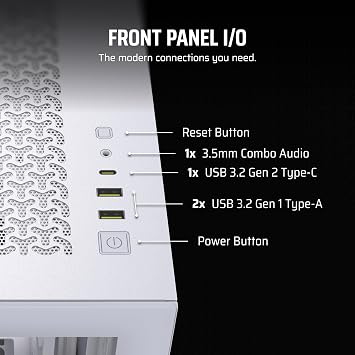 CORSAIR 3500X Mid-Tower ATX PC Case – Panoramic Tempered Glass – Reverse Connection Motherboard Compatible – No Fans Included – White
