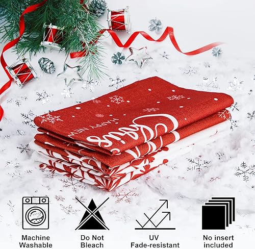 Miniatura 4 de Lanpn Juego de 4 fundas de almohada lumbares de Navidad de 12 x 24 pulgadas, fundas decorativas de cojín navideñas con diseño de copos de nieve de